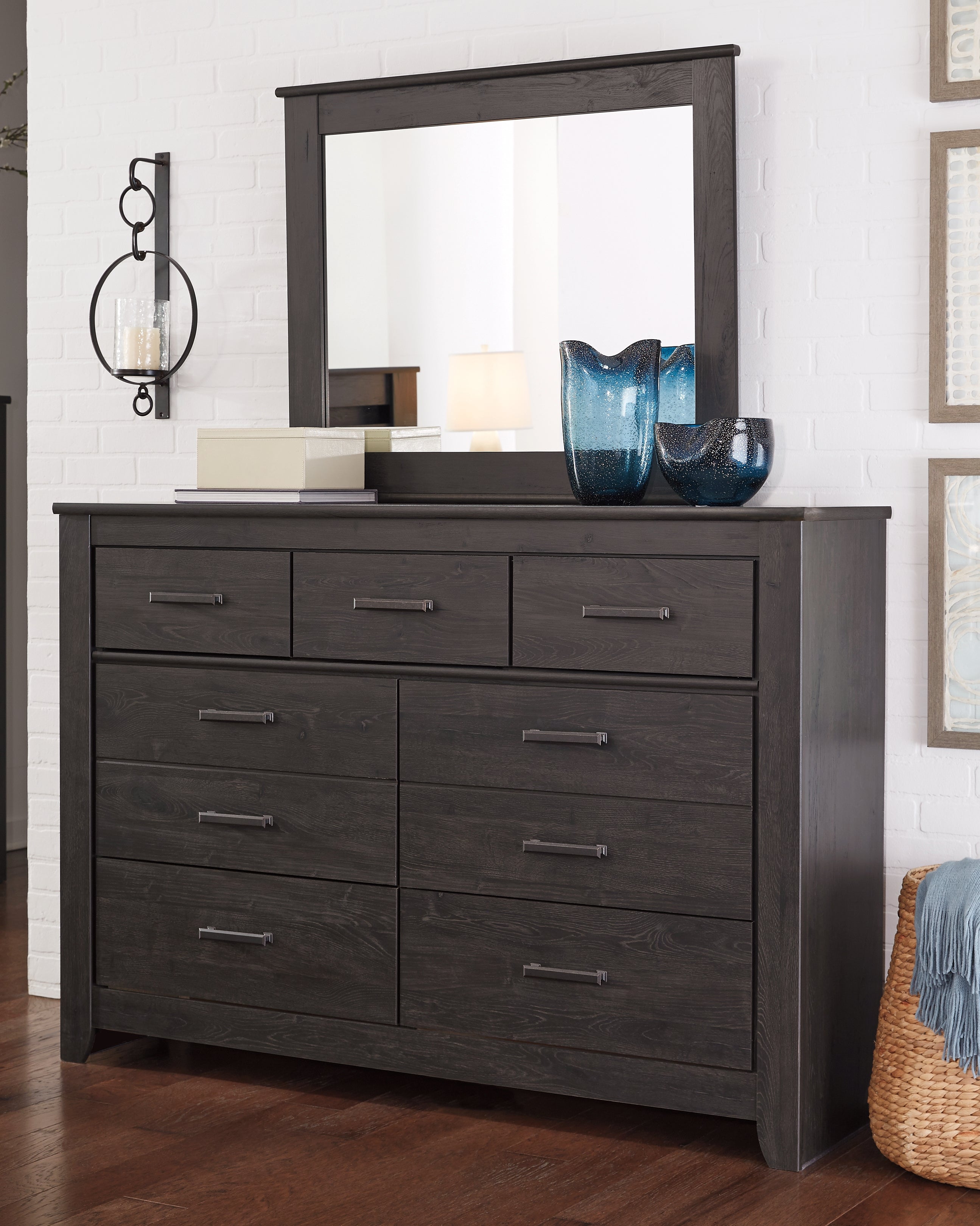 Tampa Furniture Outlet Lutz - Ashley Furniture - Brinxton Bedroom - Dresser and Mirror / Charcoal - B249B1