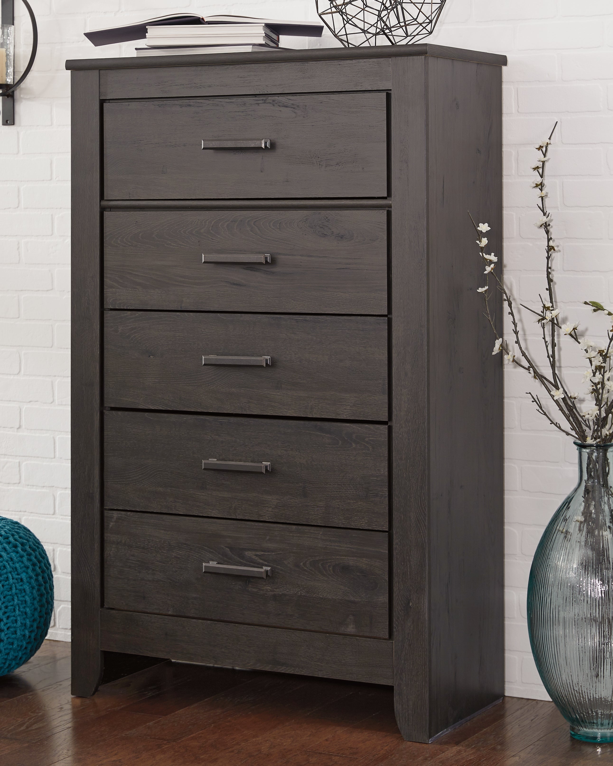 Tampa Furniture Outlet Lutz - Ashley Furniture - Brinxton Bedroom - Five Drawer Chest / Charcoal - B249-46