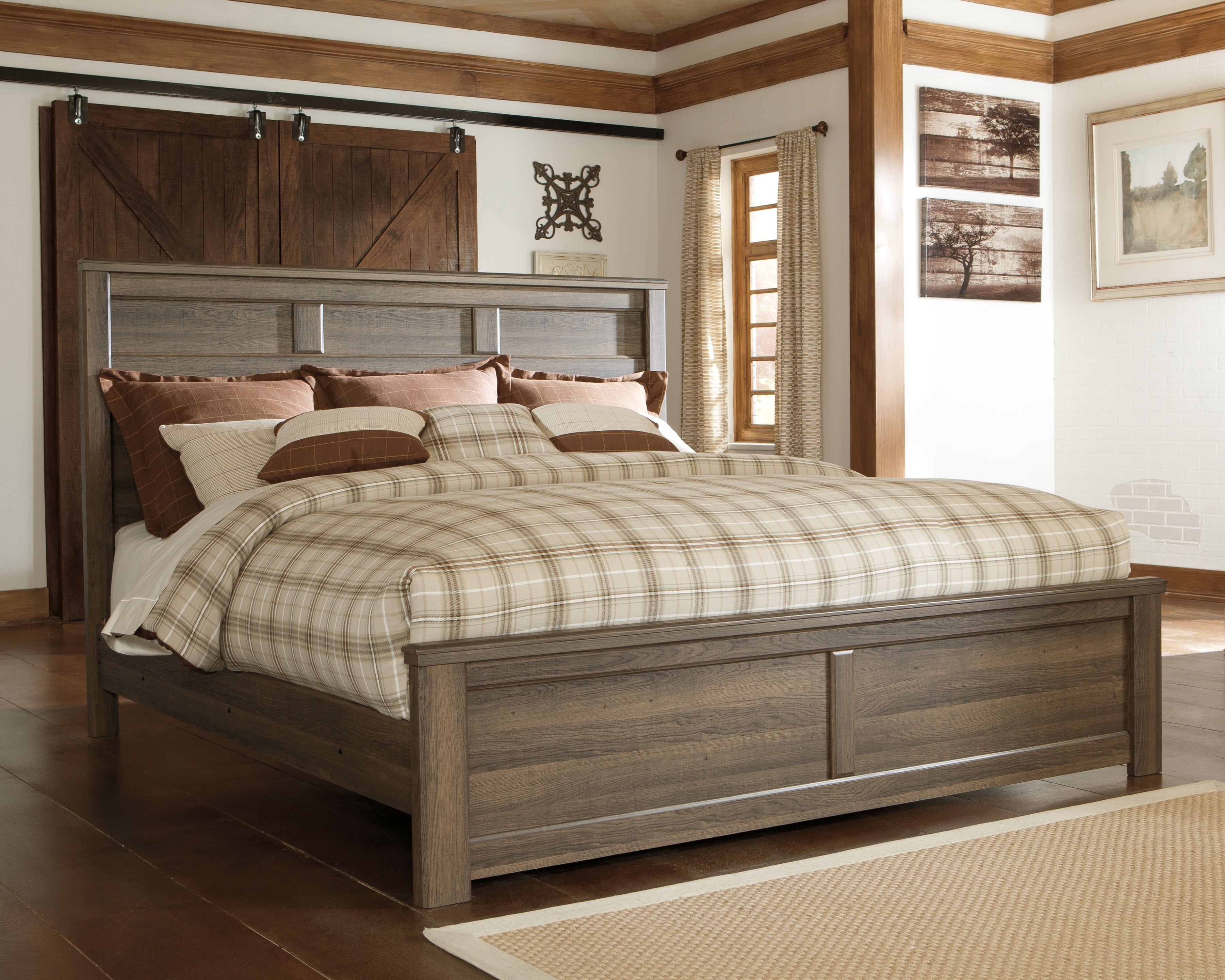 Tampa Furniture Outlet Lutz - Ashley Furniture - Juararo Bedroom - King Panel Bed / Dark Brown - B251B9
