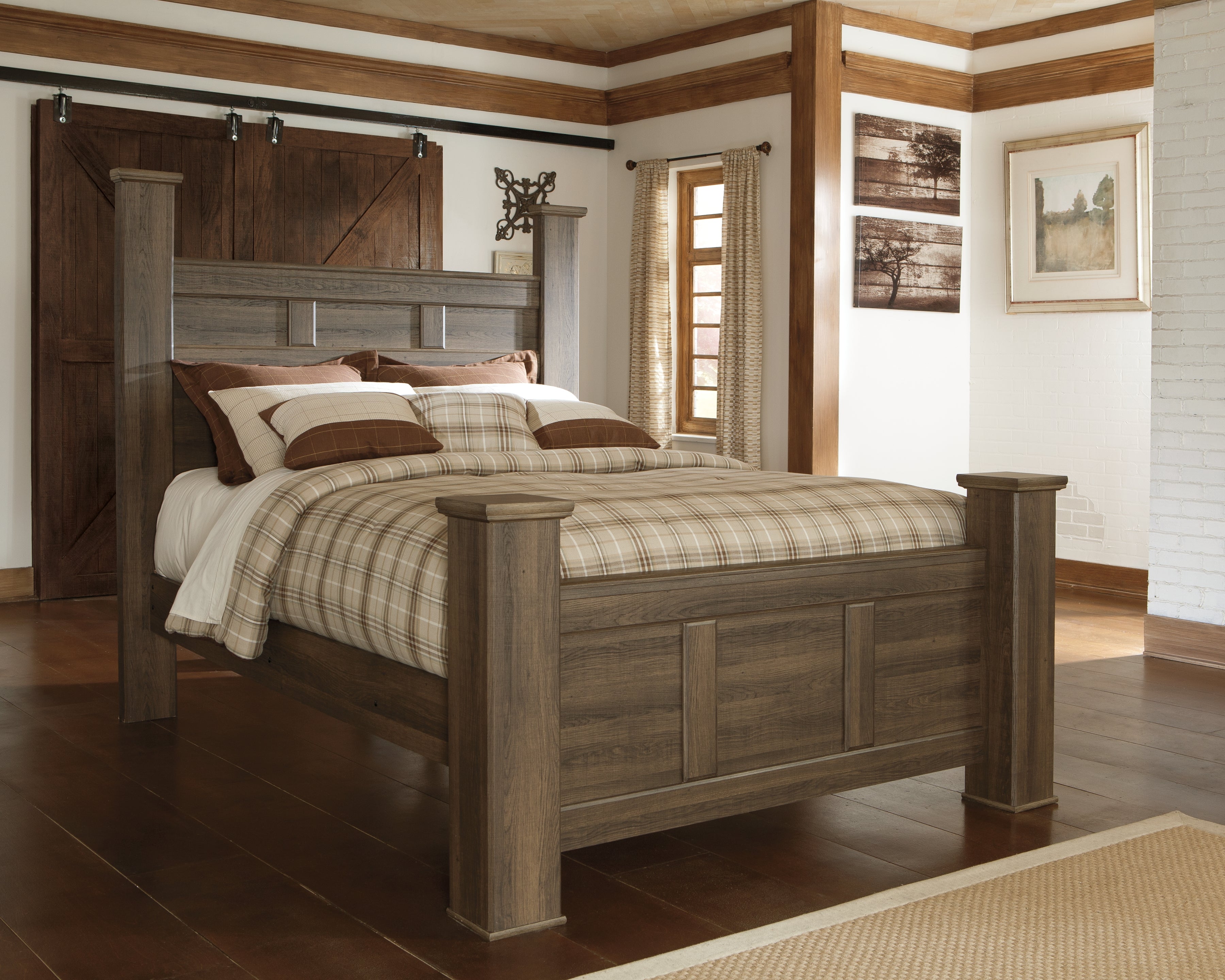 Tampa Furniture Outlet Lutz - Ashley Furniture - Juararo Bedroom - Queen Poster Bed / Dark Brown - B251B3