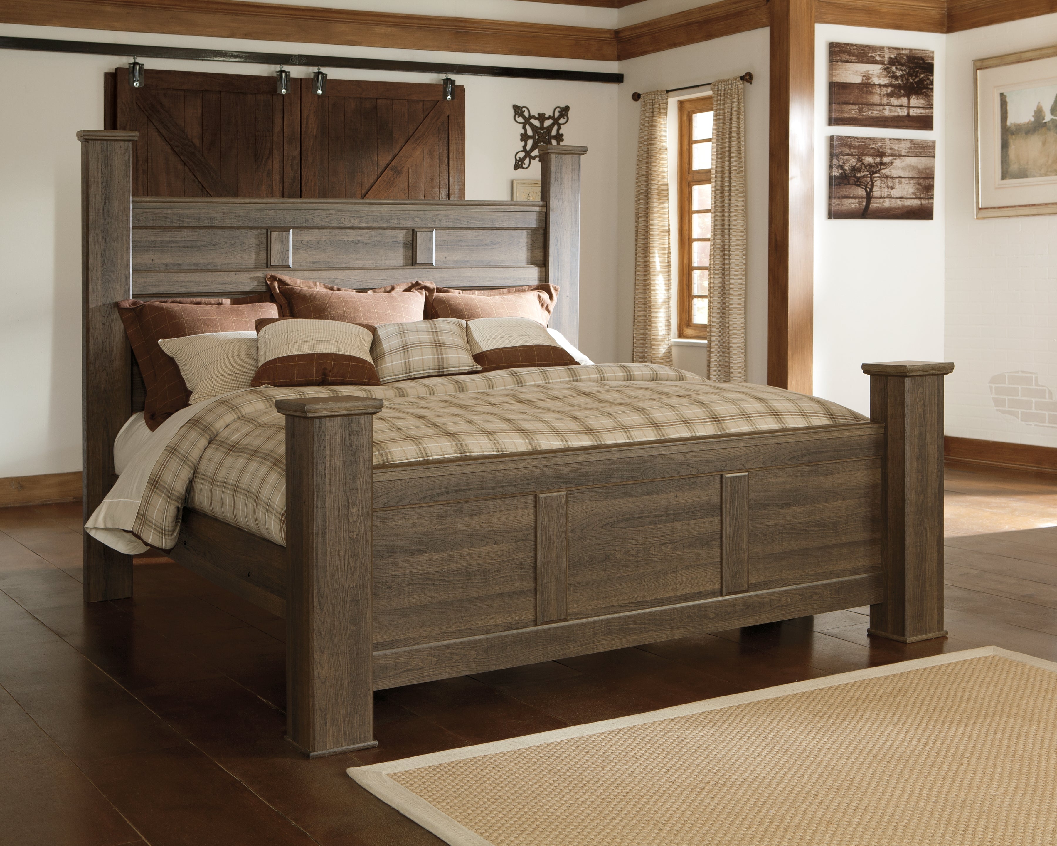 Tampa Furniture Outlet Lutz - Ashley Furniture - Juararo Bedroom - California King Poster Bed / Dark Brown - B251B12