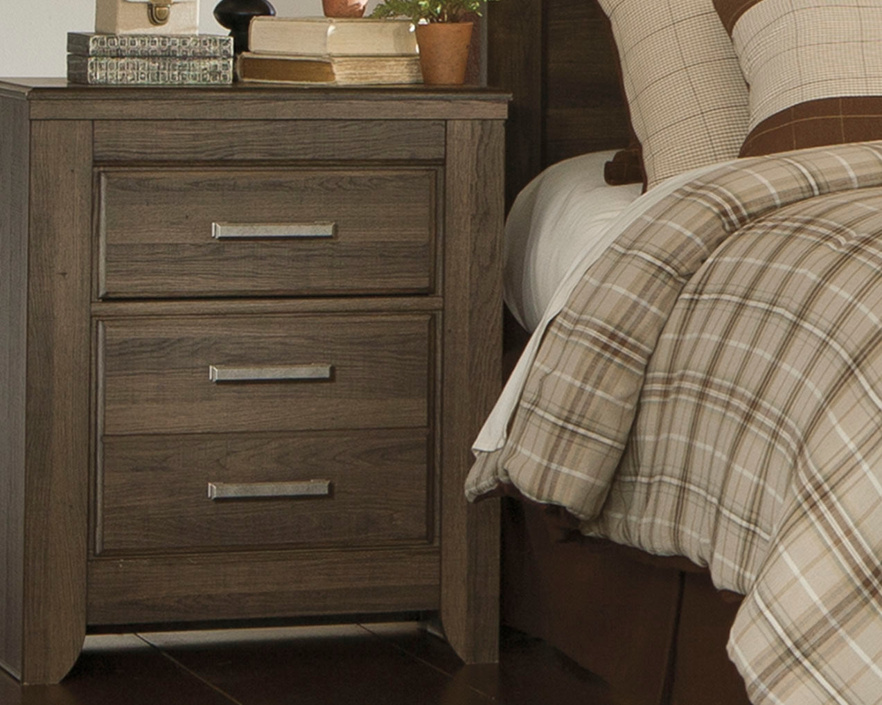 Tampa Furniture Outlet Lutz - Ashley Furniture - Juararo Bedroom - Two Drawer Night Stand / Dark Brown - B251-92