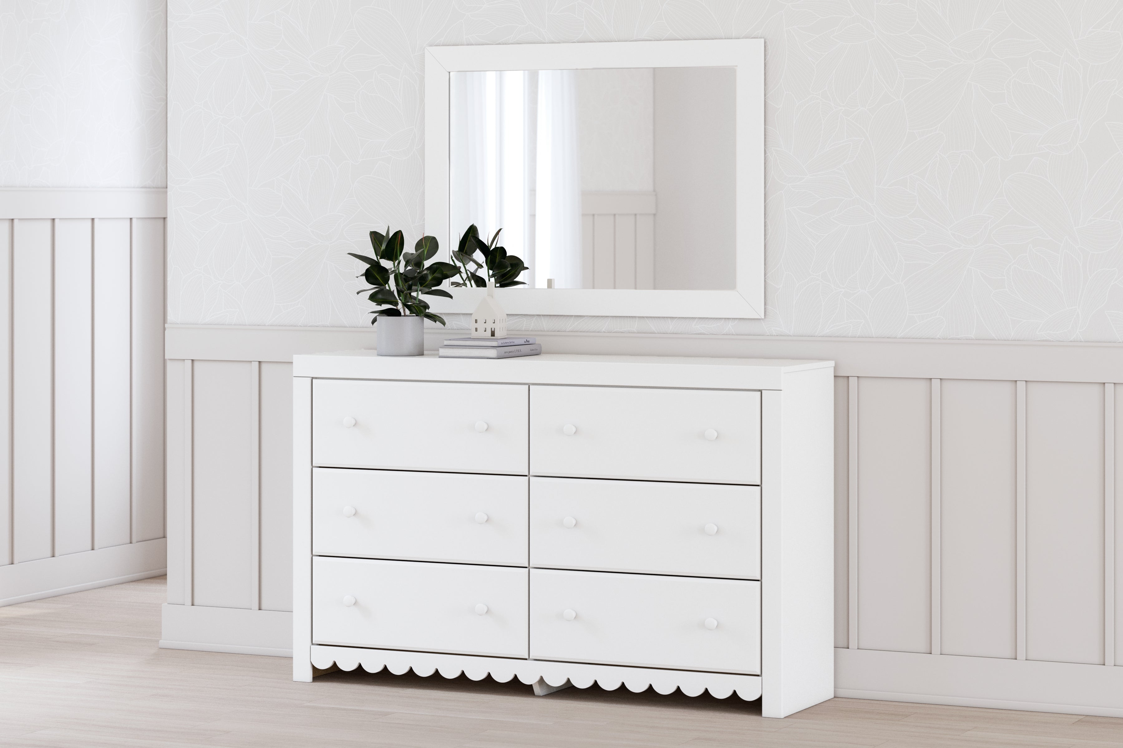 Tampa Furniture Outlet Lutz - Ashley Furniture - Mollviney Bedroom - Dresser and Mirror / White - B2540B1