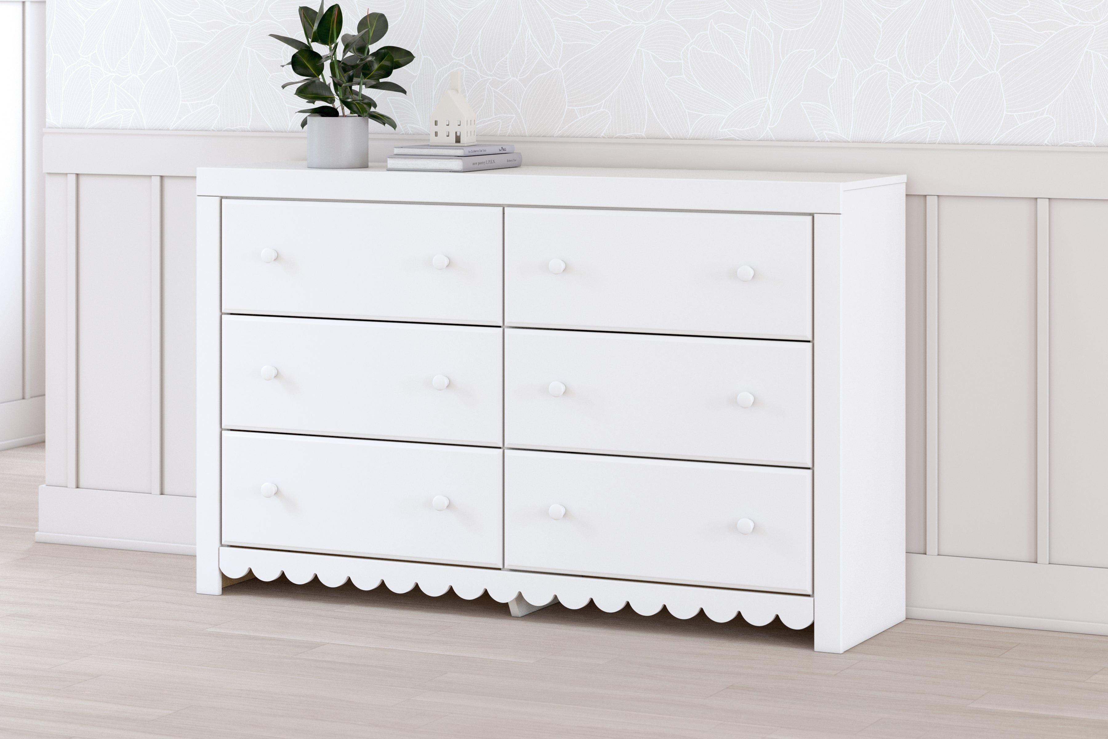 Tampa Furniture Outlet Lutz - Ashley Furniture - Mollviney Bedroom - Six Drawer Dresser / White - B2540-31