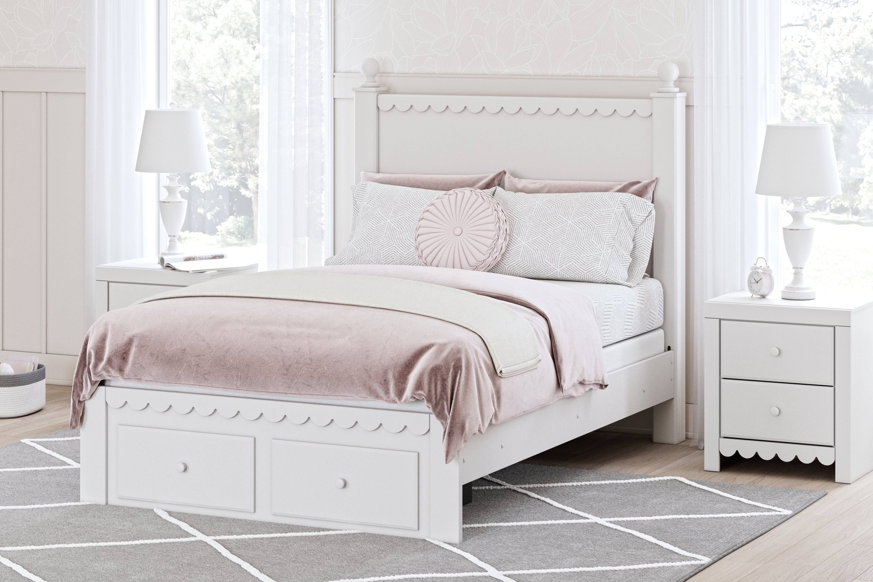 Tampa Furniture Outlet Lutz - Ashley Furniture - Mollviney Bedroom - Full Panel Storage Bed / White - B2540B7
