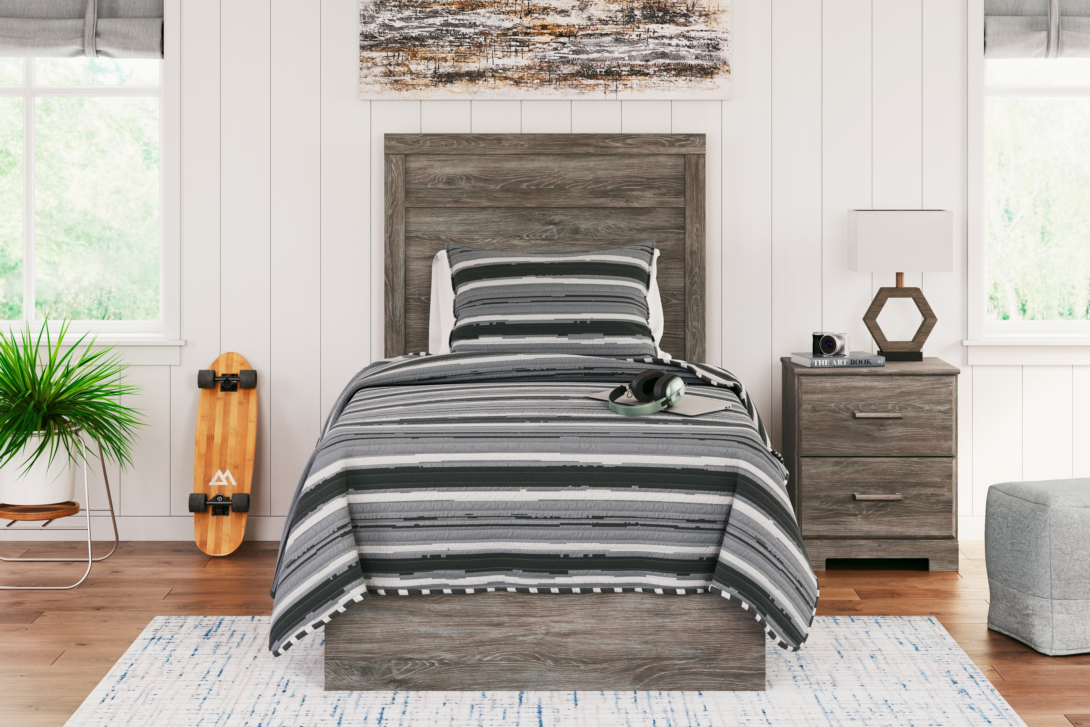 Tampa Furniture Outlet Lutz - Ashley Furniture - Ralinksi Bedroom - Twin Panel Bed / Gray - B2587B11