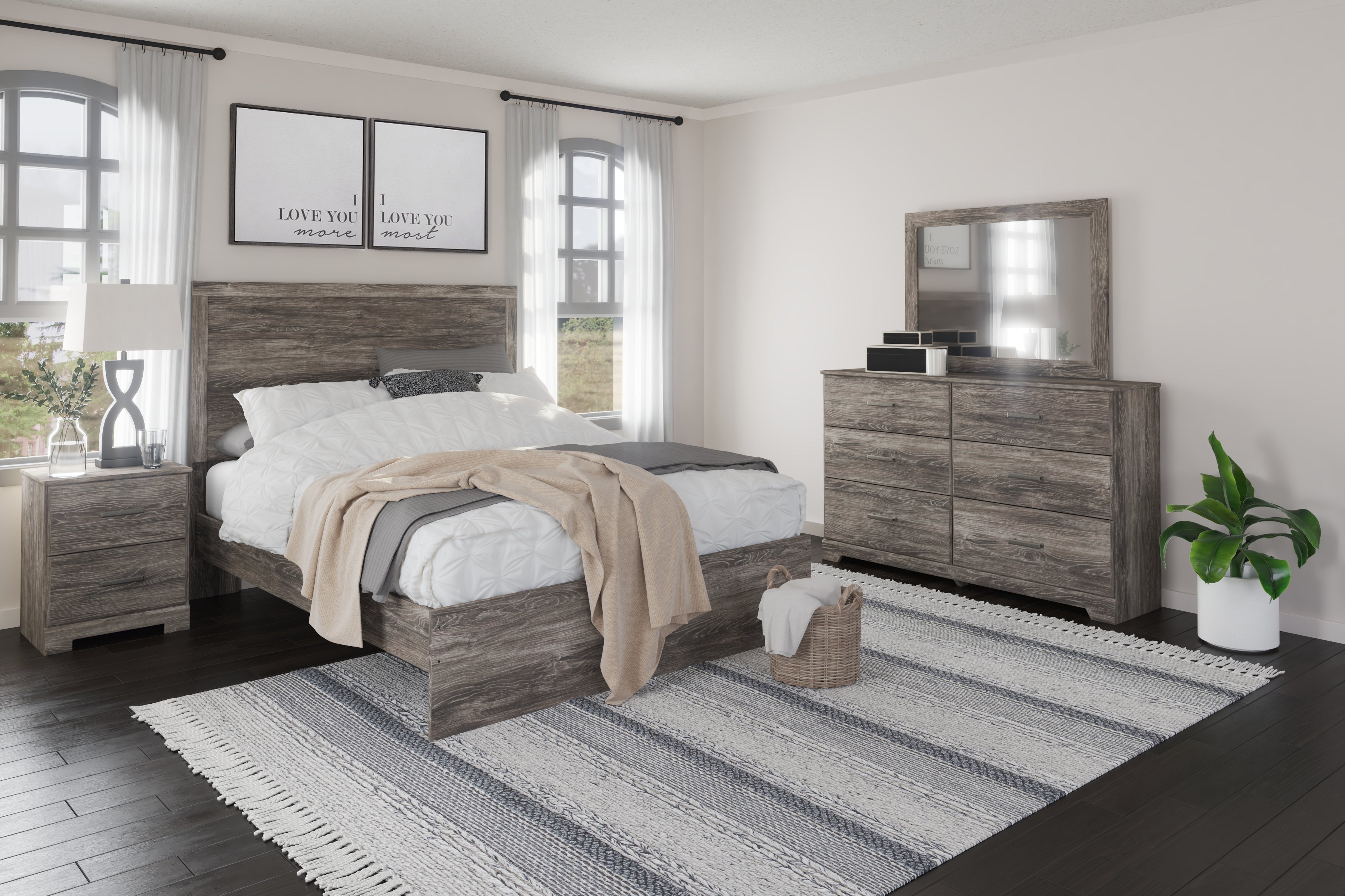 Tampa Furniture Outlet Lutz - Ashley Furniture - Ralinksi Bedroom - Two Drawer Night Stand / Gray - B2587-92