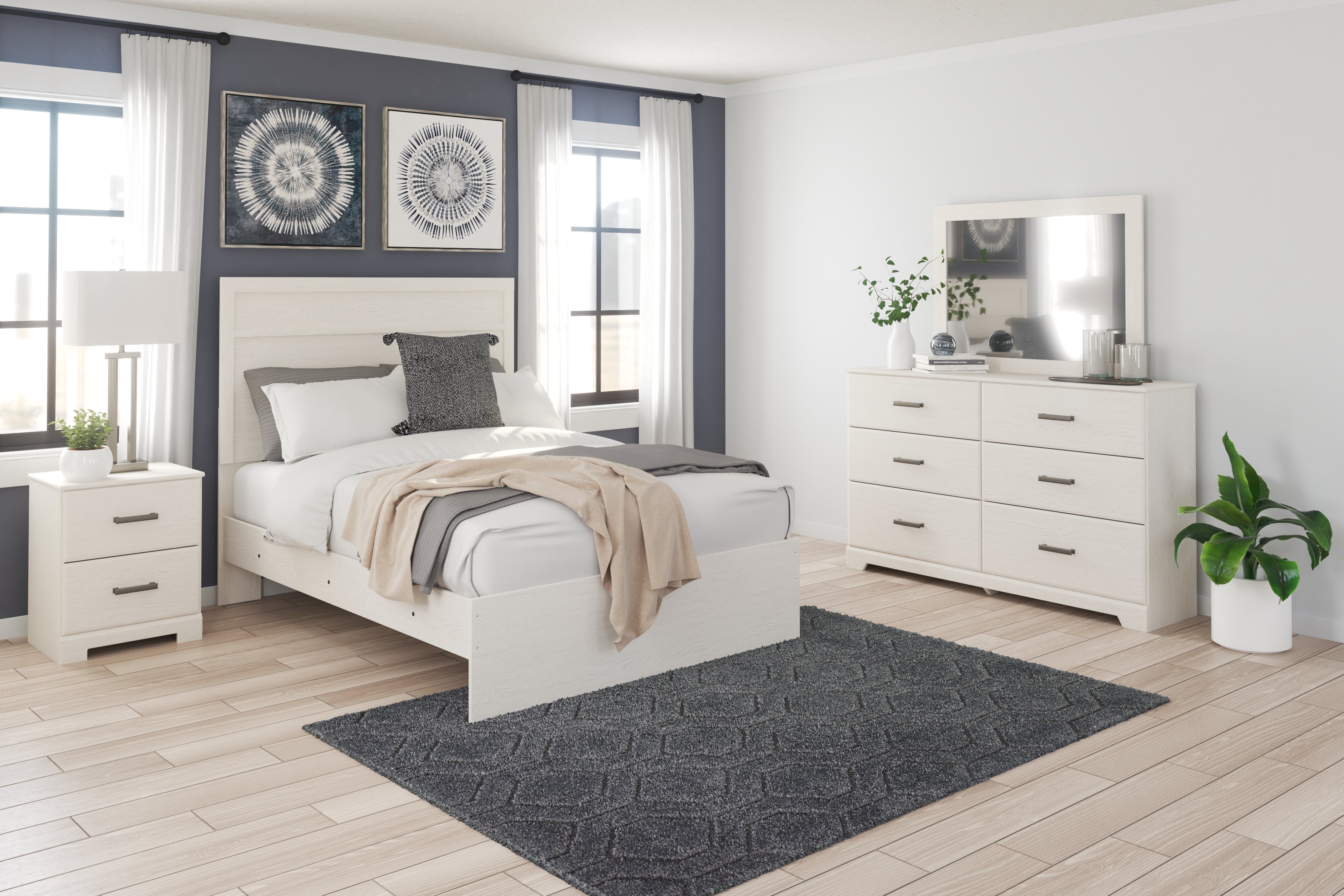 Tampa Furniture Outlet Lutz - Ashley Furniture - Stelsie Bedroom - Dresser and Mirror / White - B2588B1
