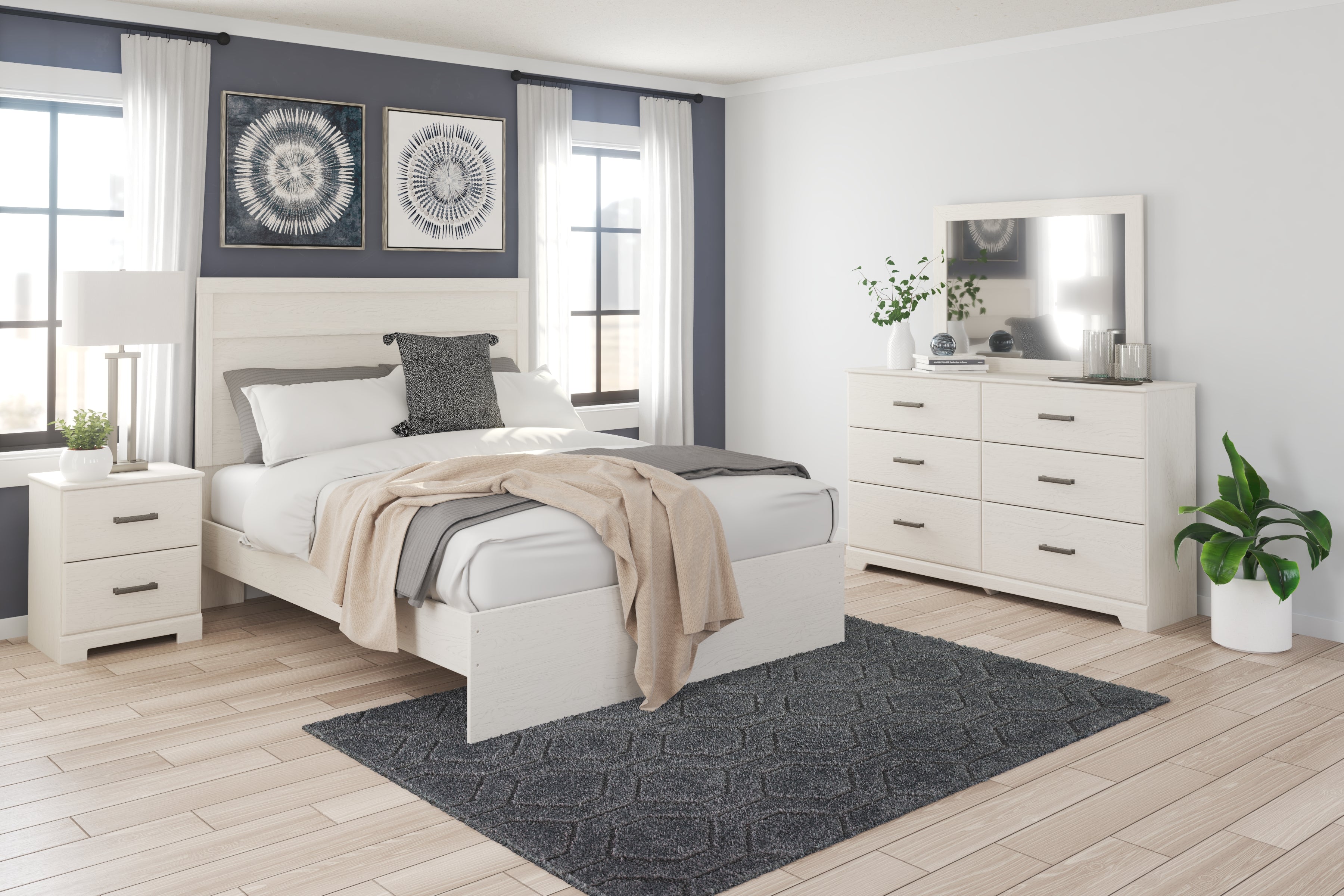 Tampa Furniture Outlet Lutz - Ashley Furniture - Stelsie Bedroom - Queen Panel Bed / White - B2588B2