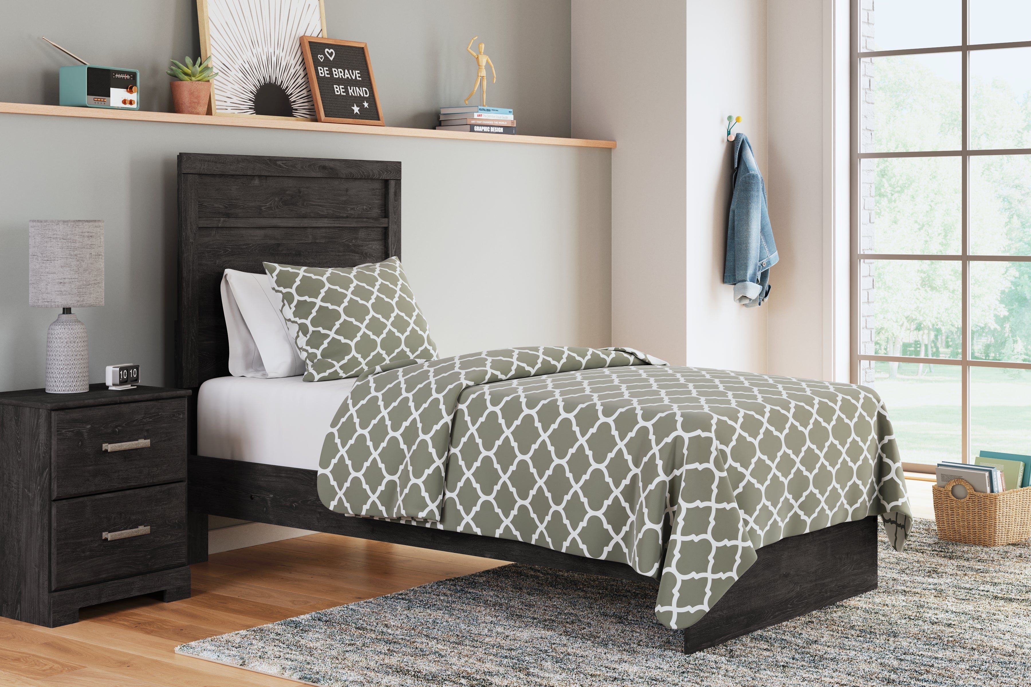 Tampa Furniture Outlet Lutz - Ashley Furniture - Belachime Bedroom - Twin Panel Bed / Charcoal - B2589B11
