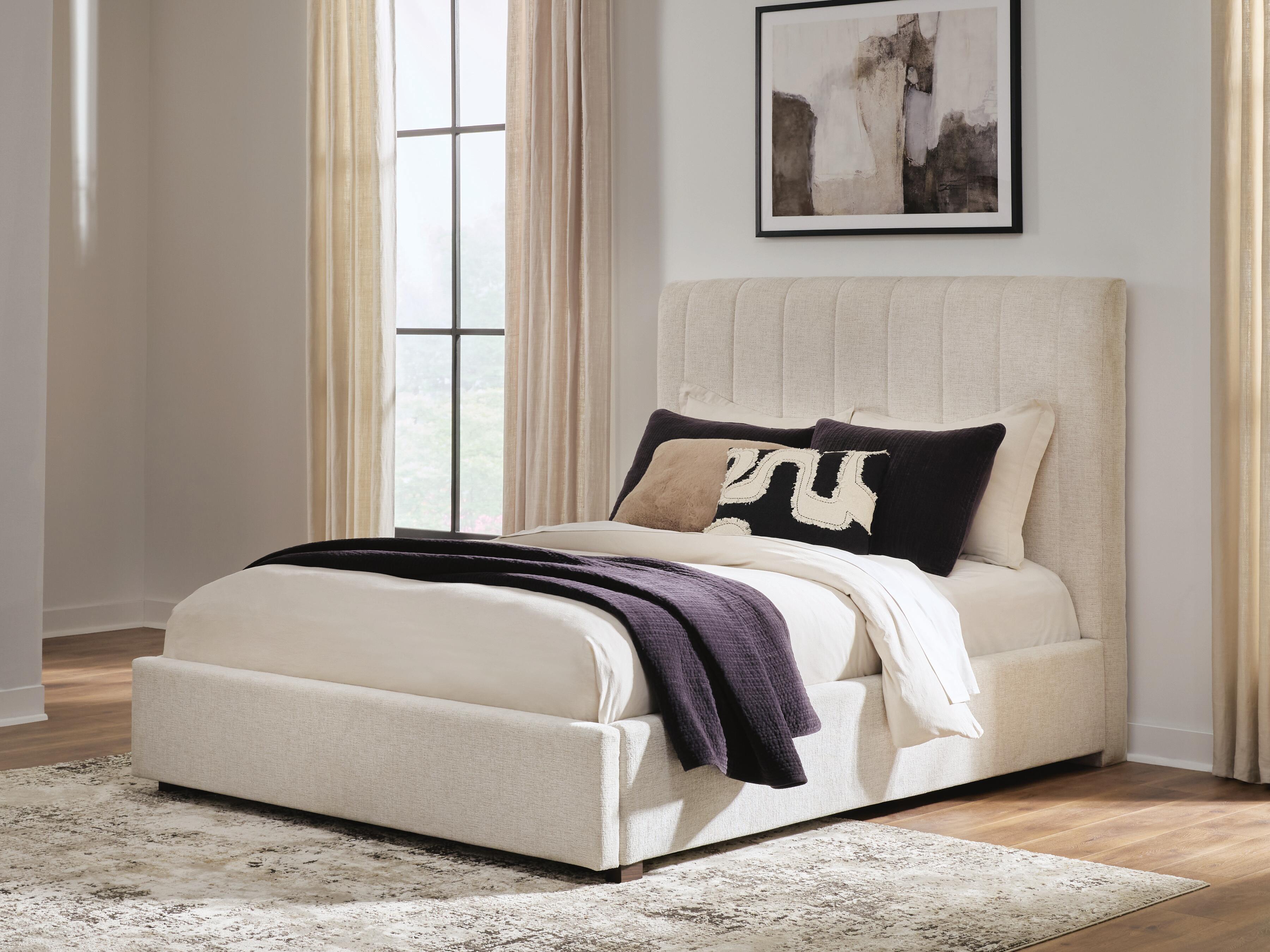 Tampa Furniture Outlet Lutz - Ashley Furniture - Shoralli Bedroom - Queen Upholstered Storage Bed / Beige - B2611B4