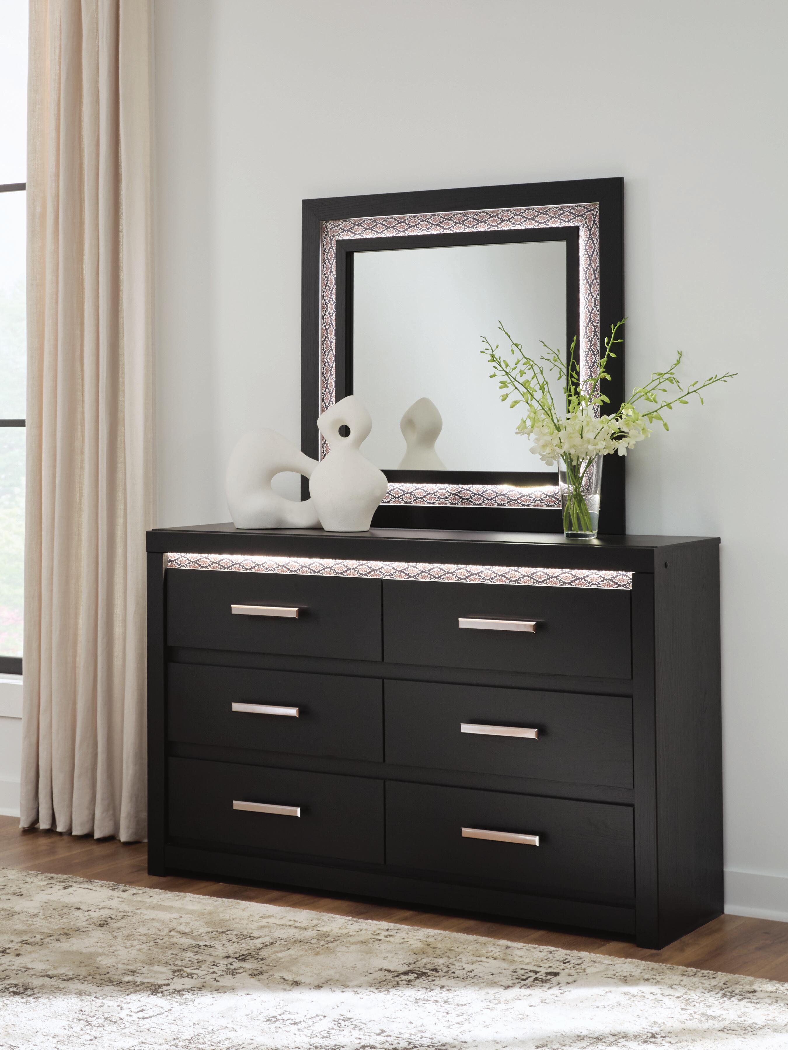 Tampa Furniture Outlet Lutz - Ashley Furniture - Shoralli Bedroom - Dresser and Mirror / Black - B2611B1