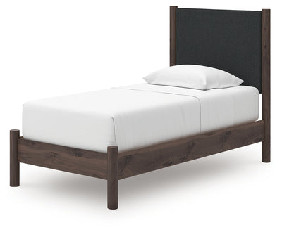 Tampa Furniture Outlet Lutz - Ashley Furniture - Pamytta Bedroom - Twin Upholstered Panel Platform Bed / Brown - PCB2614B8