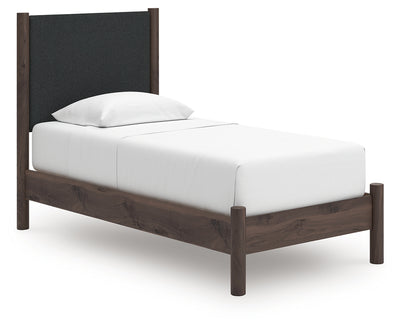 Tampa Furniture Outlet Lutz - Ashley Furniture - Pamytta Bedroom - Twin Upholstered Panel Platform Bed / Brown - PCB2614B8