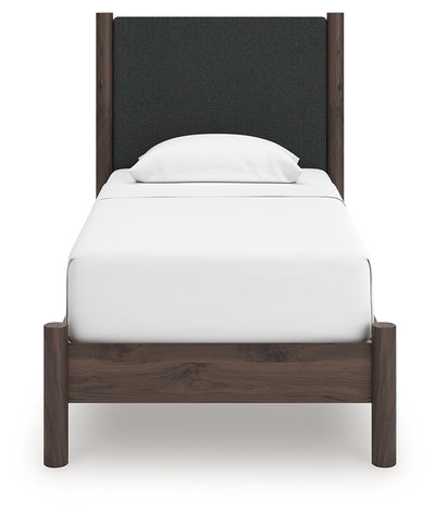 Tampa Furniture Outlet Lutz - Ashley Furniture - Pamytta Bedroom - Twin Upholstered Panel Platform Bed / Brown - PCB2614B8