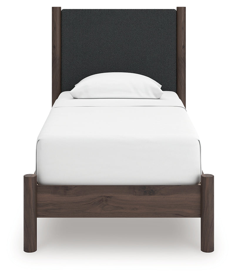 Tampa Furniture Outlet Lutz - Ashley Furniture - Pamytta Bedroom - Twin Upholstered Panel Platform Bed / Brown - PCB2614B8