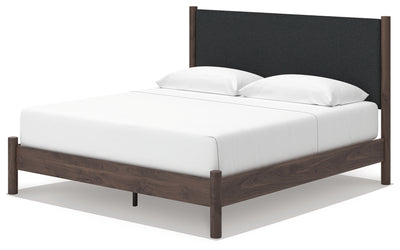Tampa Furniture Outlet Lutz - Ashley Furniture - Pamytta Bedroom - King Upholstered Panel Platform Bed / Brown - PCB2614B28