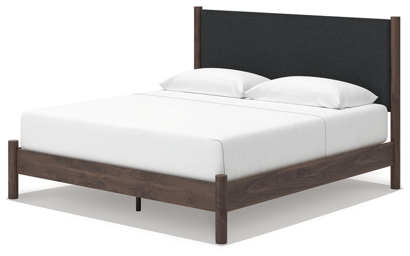 Tampa Furniture Outlet Lutz - Ashley Furniture - Pamytta Bedroom - King Upholstered Panel Platform Bed / Brown - PCB2614B28