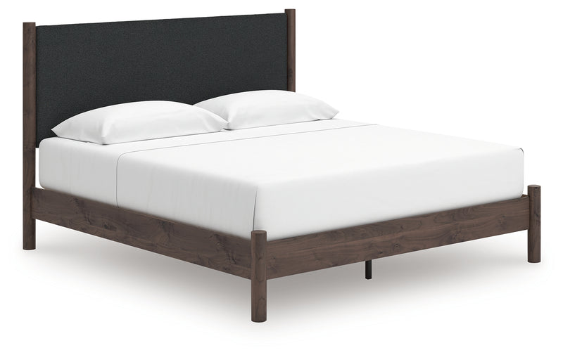 Tampa Furniture Outlet Lutz - Ashley Furniture - Pamytta Bedroom - King Upholstered Panel Platform Bed / Brown - PCB2614B28