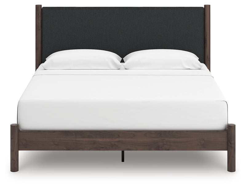 Tampa Furniture Outlet Lutz - Ashley Furniture - Pamytta Bedroom - King Upholstered Panel Platform Bed / Brown - PCB2614B28