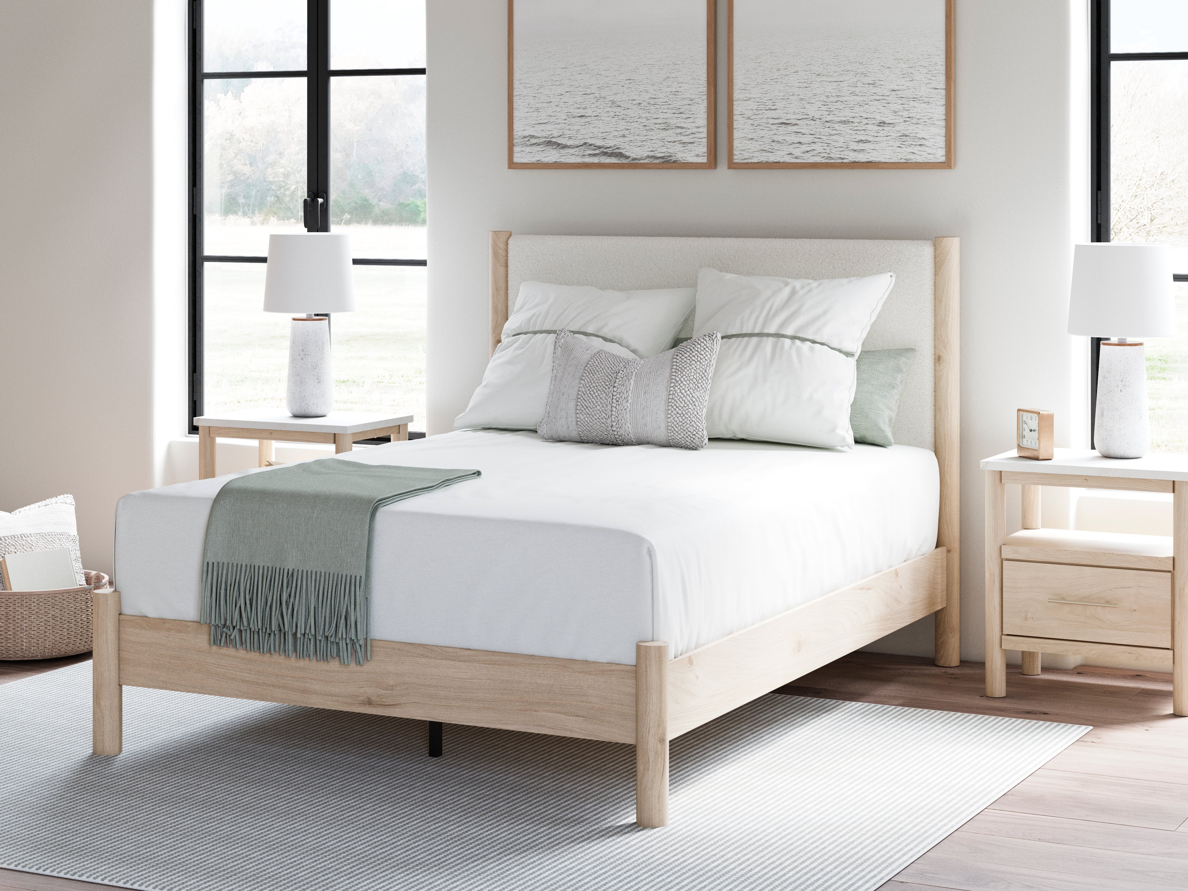 Tampa Furniture Outlet Lutz - Ashley Furniture - Cadmori Bedroom - Queen Upholstered Panel Bed / Two-tone - B2615B4