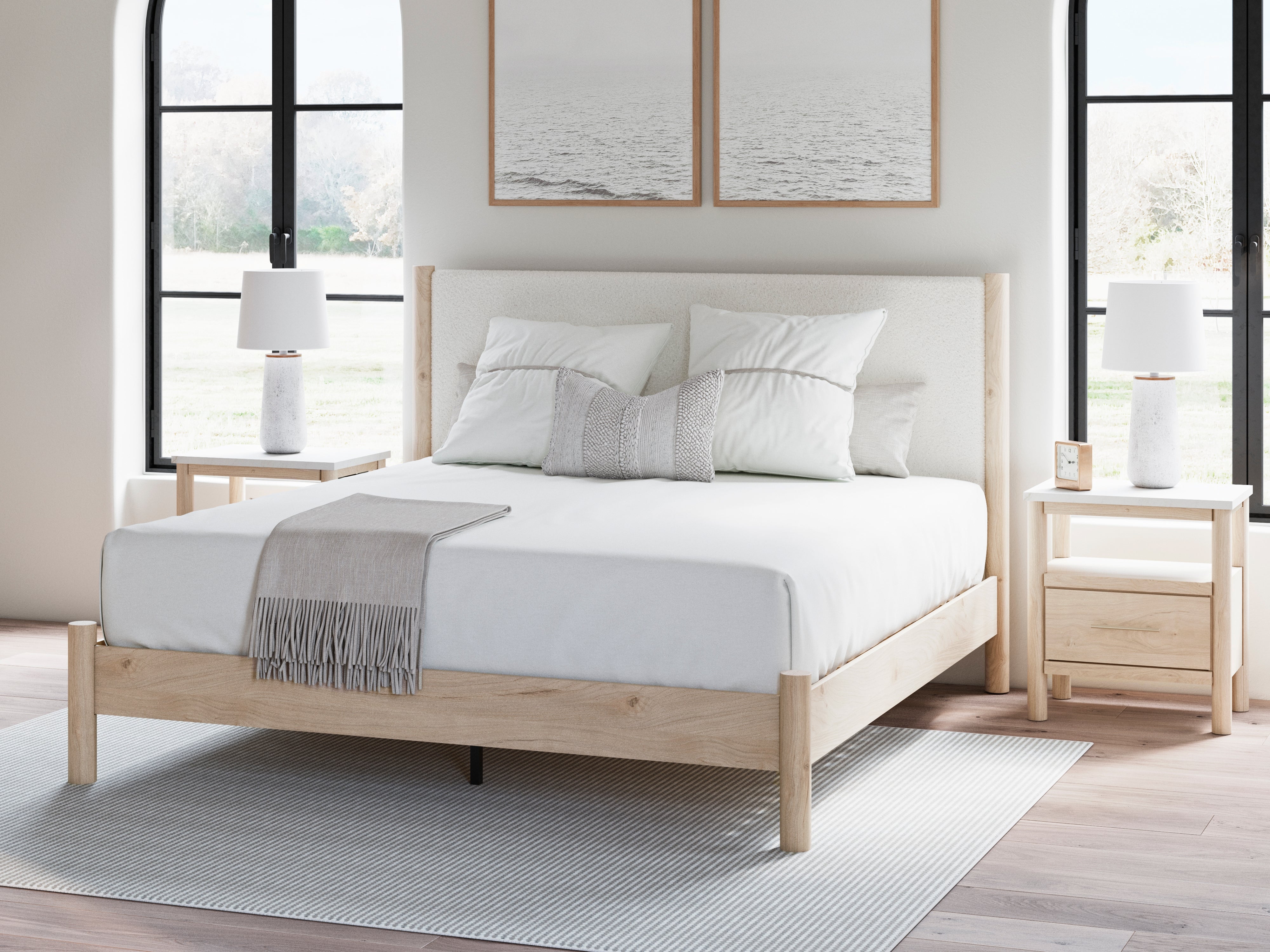 Tampa Furniture Outlet Lutz - Ashley Furniture - Cadmori Bedroom - King Upholstered Panel Bed / Two-tone - B2615B7