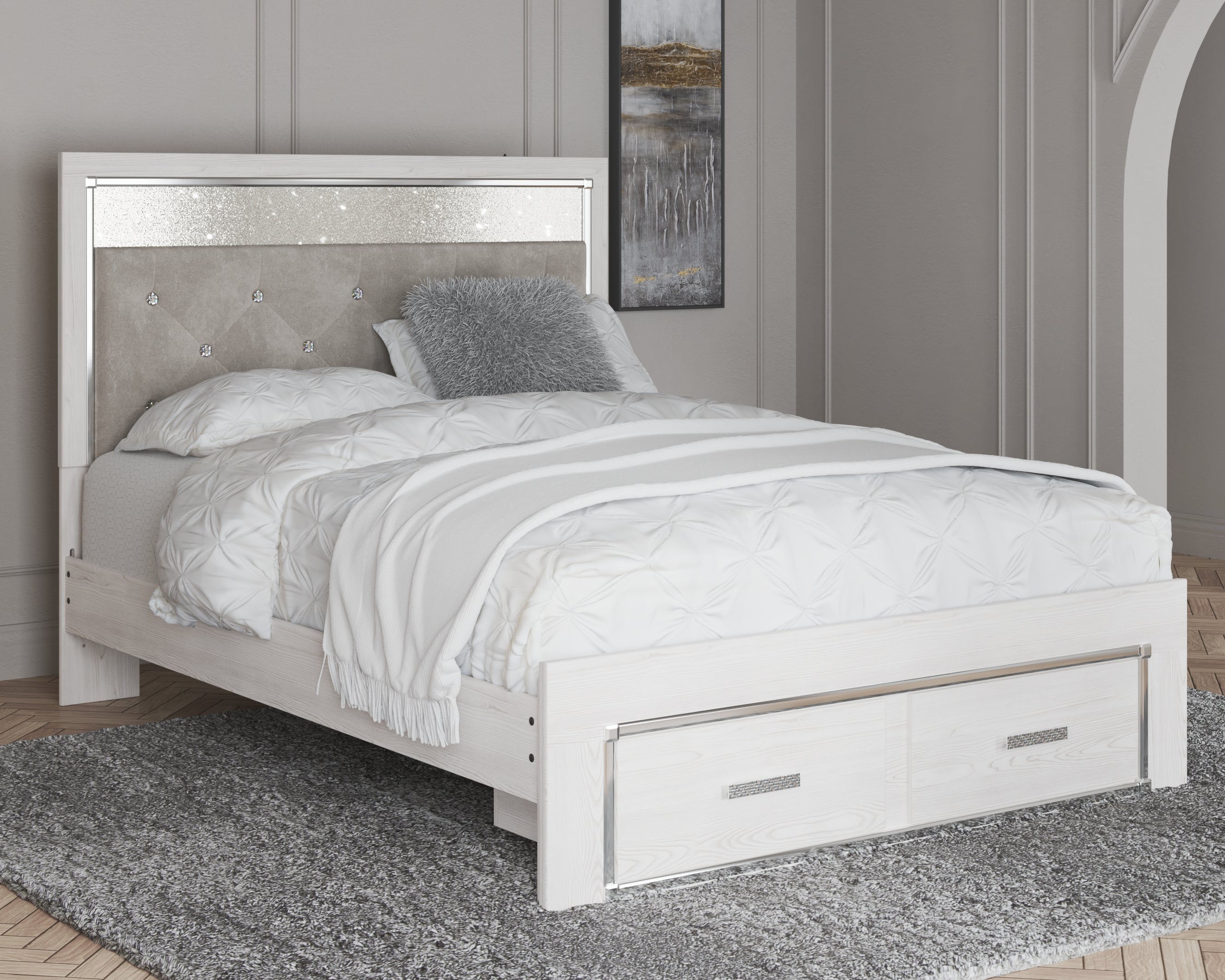 Tampa Furniture Outlet Lutz - Ashley Furniture - Altyra Bedroom - Queen Upholstered Storage Bed / White - B2640B17