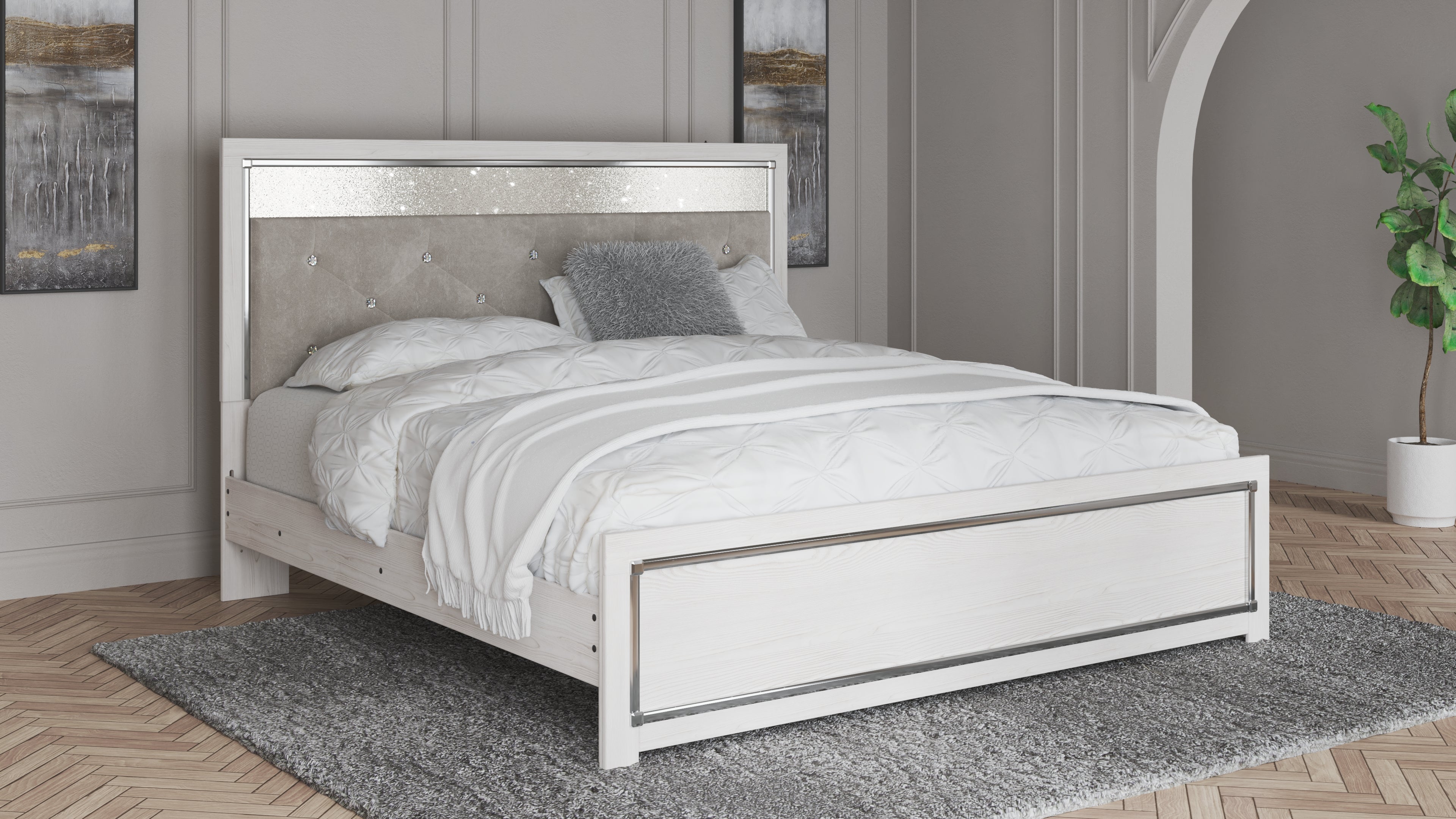 Tampa Furniture Outlet Lutz - Ashley Furniture - Altyra Bedroom - King Panel Bed / White - B2640B3