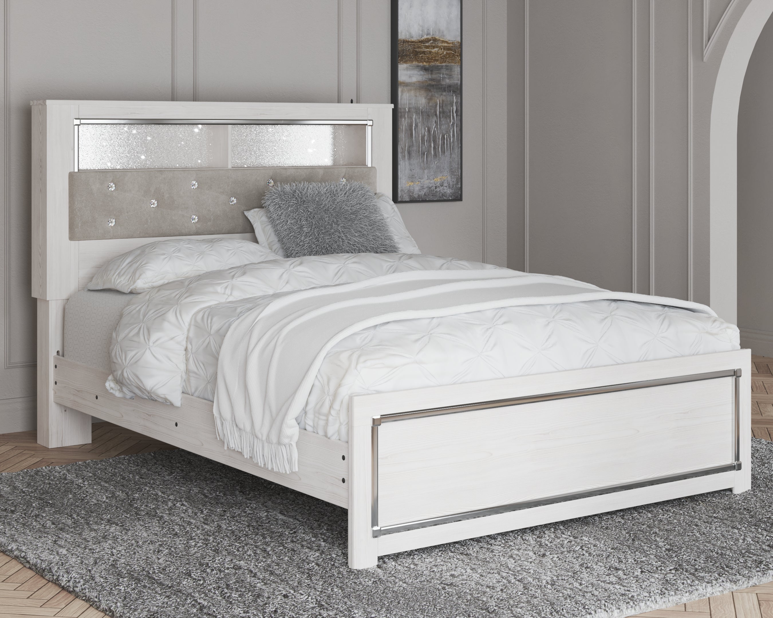 Tampa Furniture Outlet Lutz - Ashley Furniture - Altyra Bedroom - Queen Panel Bookcase Bed / White - B2640B4