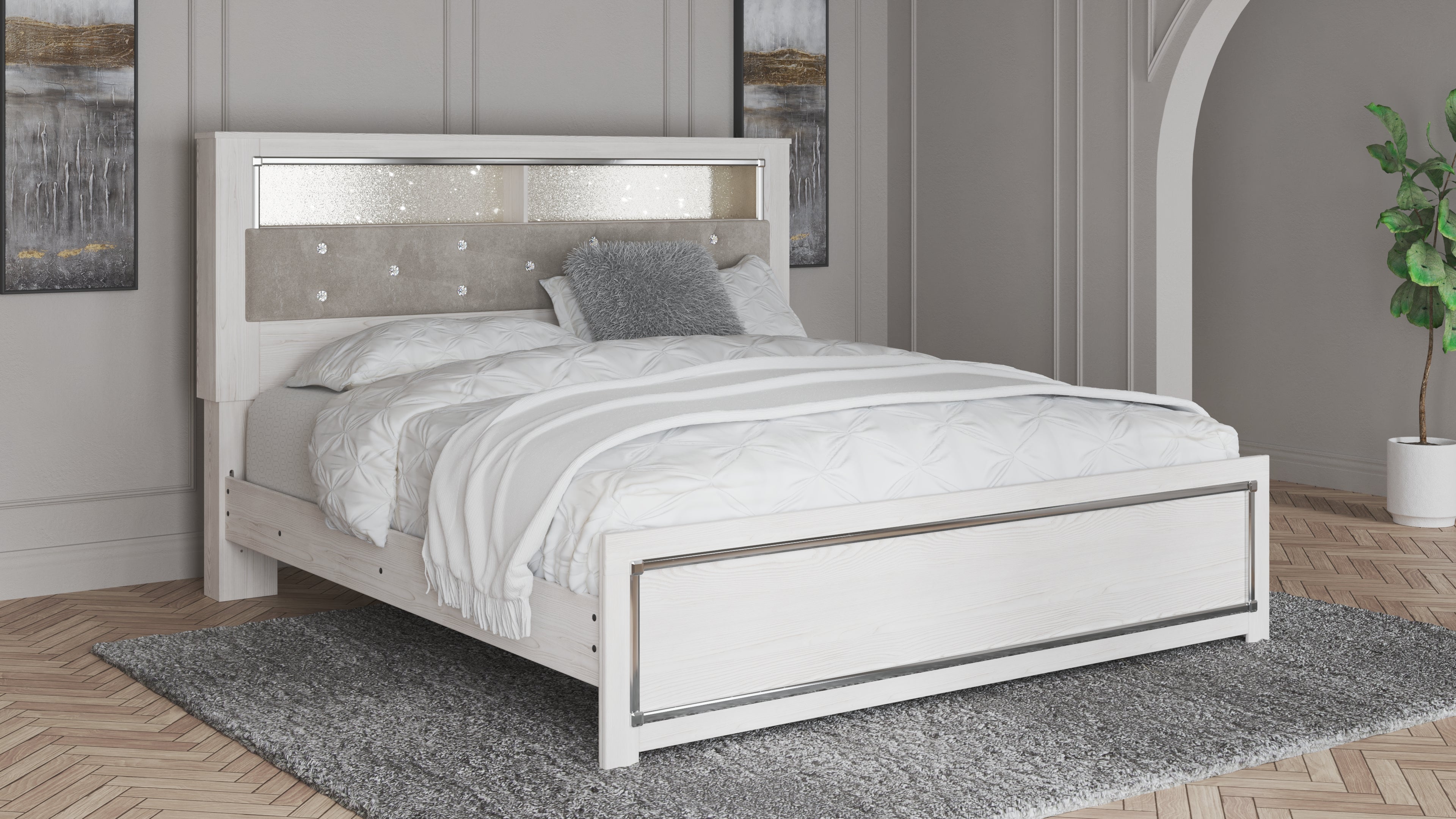 Tampa Furniture Outlet Lutz - Ashley Furniture - Altyra Bedroom - King Panel Bookcase Bed / White - B2640B5