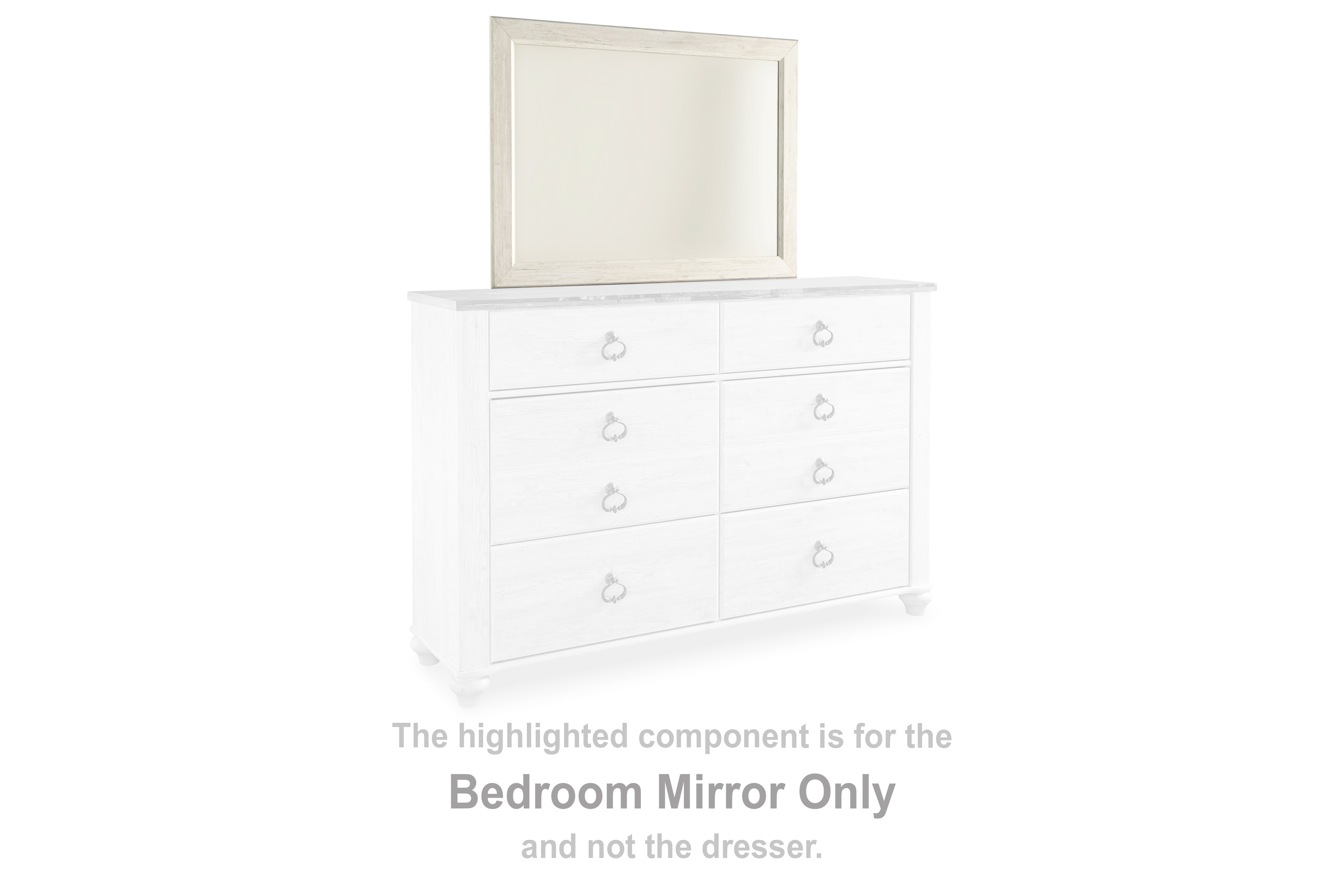 Tampa Furniture Outlet Lutz - Ashley Furniture - Willowton Bedroom - Bedroom Mirror / Whitewash - B267-36