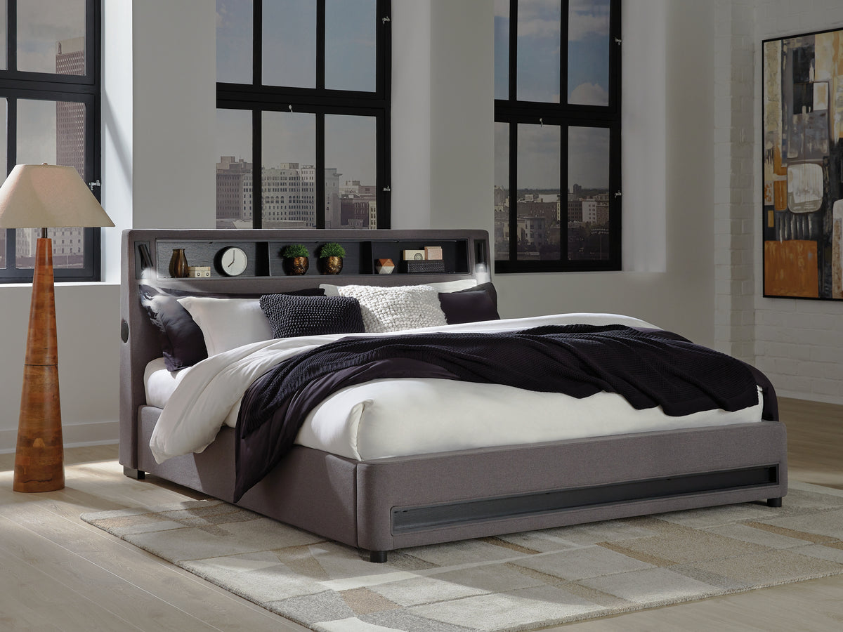 Tampa Furniture Outlet Lutz - Ashley Furniture - Verishaw Bedroom - King Upholstered Bed / Gray - PCB2721B21