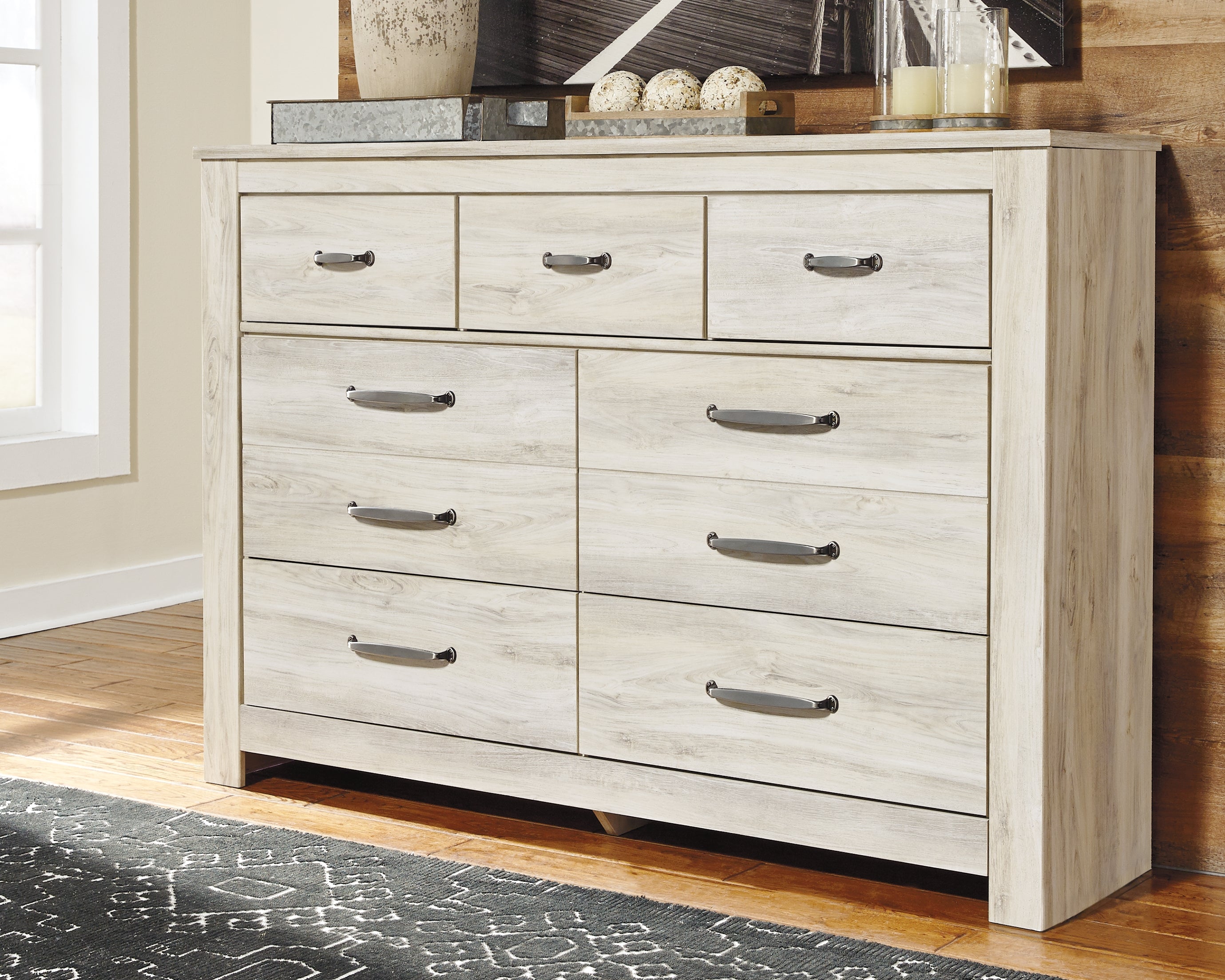Tampa Furniture Outlet Lutz - Ashley Furniture - Bellaby Bedroom - Seven Drawer Dresser / Whitewash - B331-31