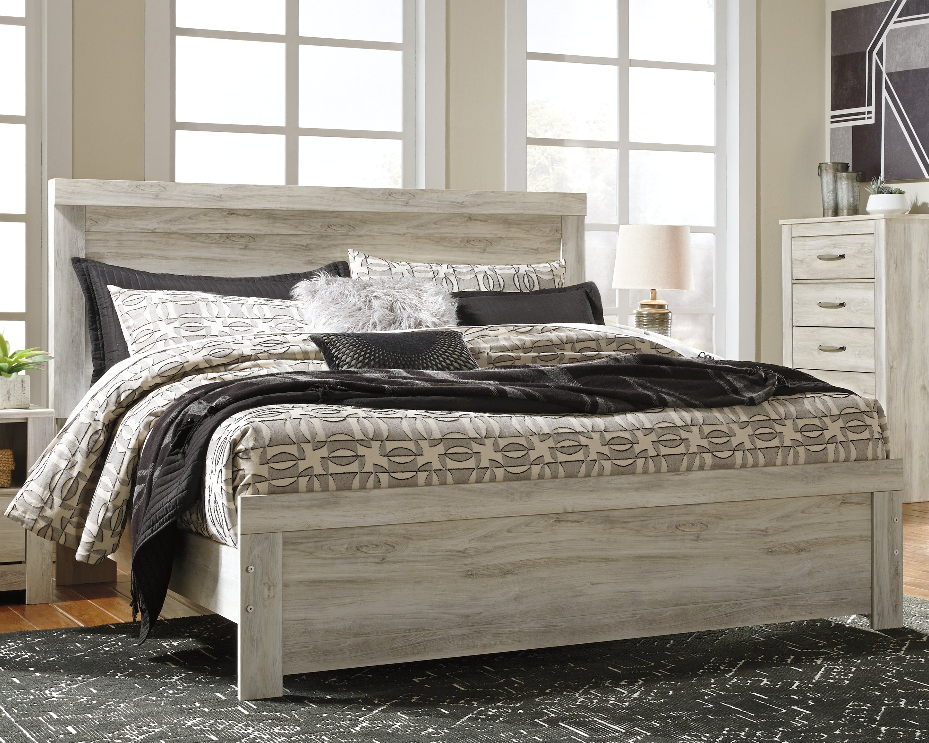 Tampa Furniture Outlet Lutz - Ashley Furniture - Bellaby Bedroom - King Panel Bed / Whitewash - B331B8