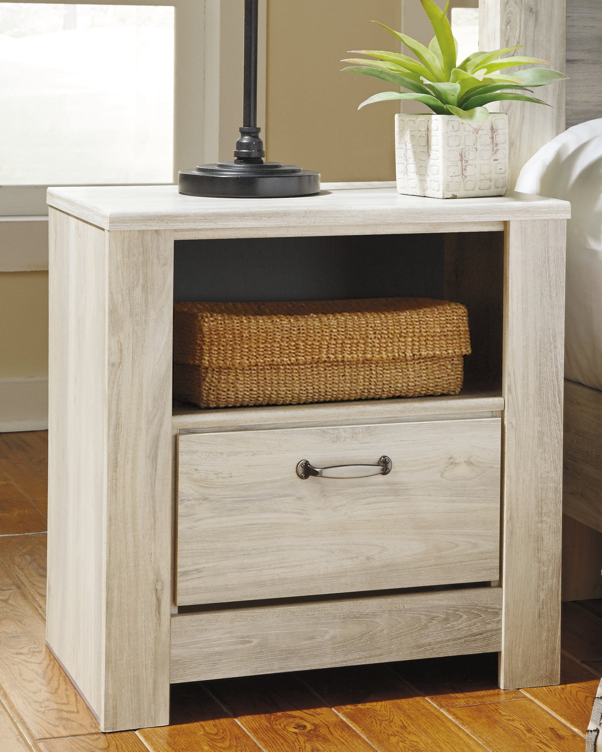 Tampa Furniture Outlet Lutz - Ashley Furniture - Bellaby Bedroom - One Drawer Night Stand / Whitewash - B331-91