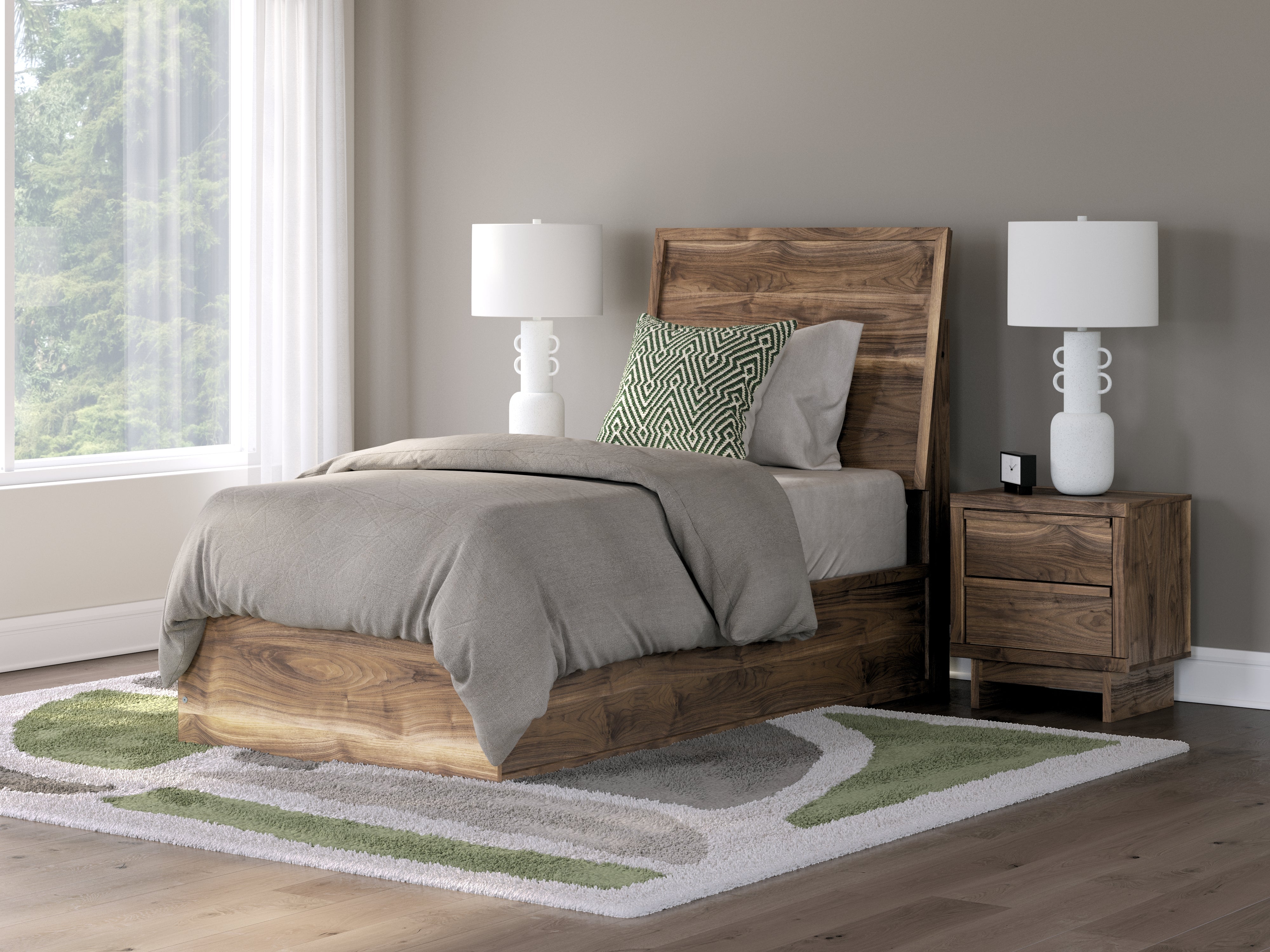 Tampa Furniture Outlet Lutz - Ashley Furniture - Chirason Bedroom - Twin Panel Bed / Brown - PCB3367B21