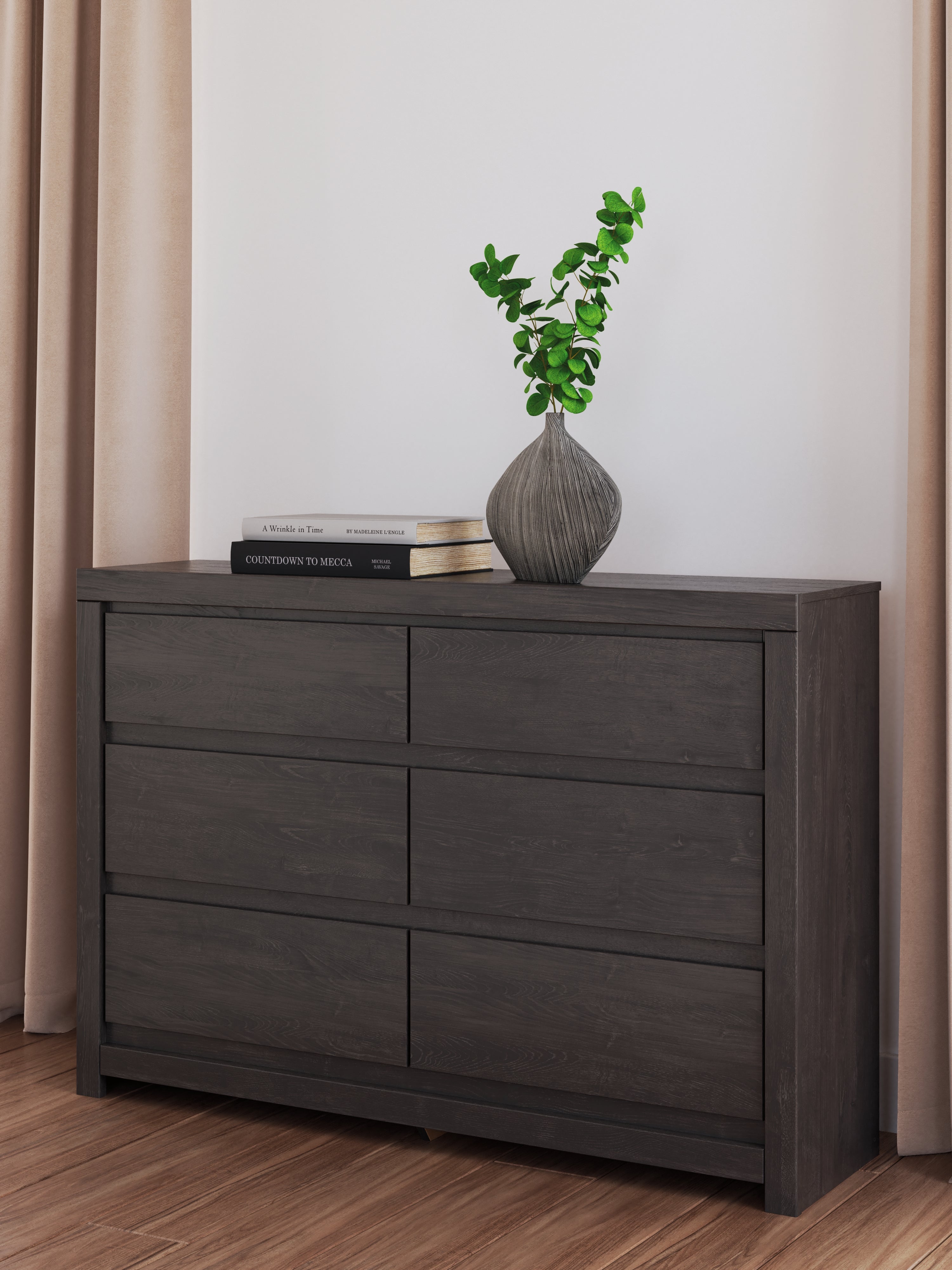 Tampa Furniture Outlet Lutz - Ashley Furniture - Fraluna Bedroom - Six Drawer Dresser / Charcoal - PCB3370-31