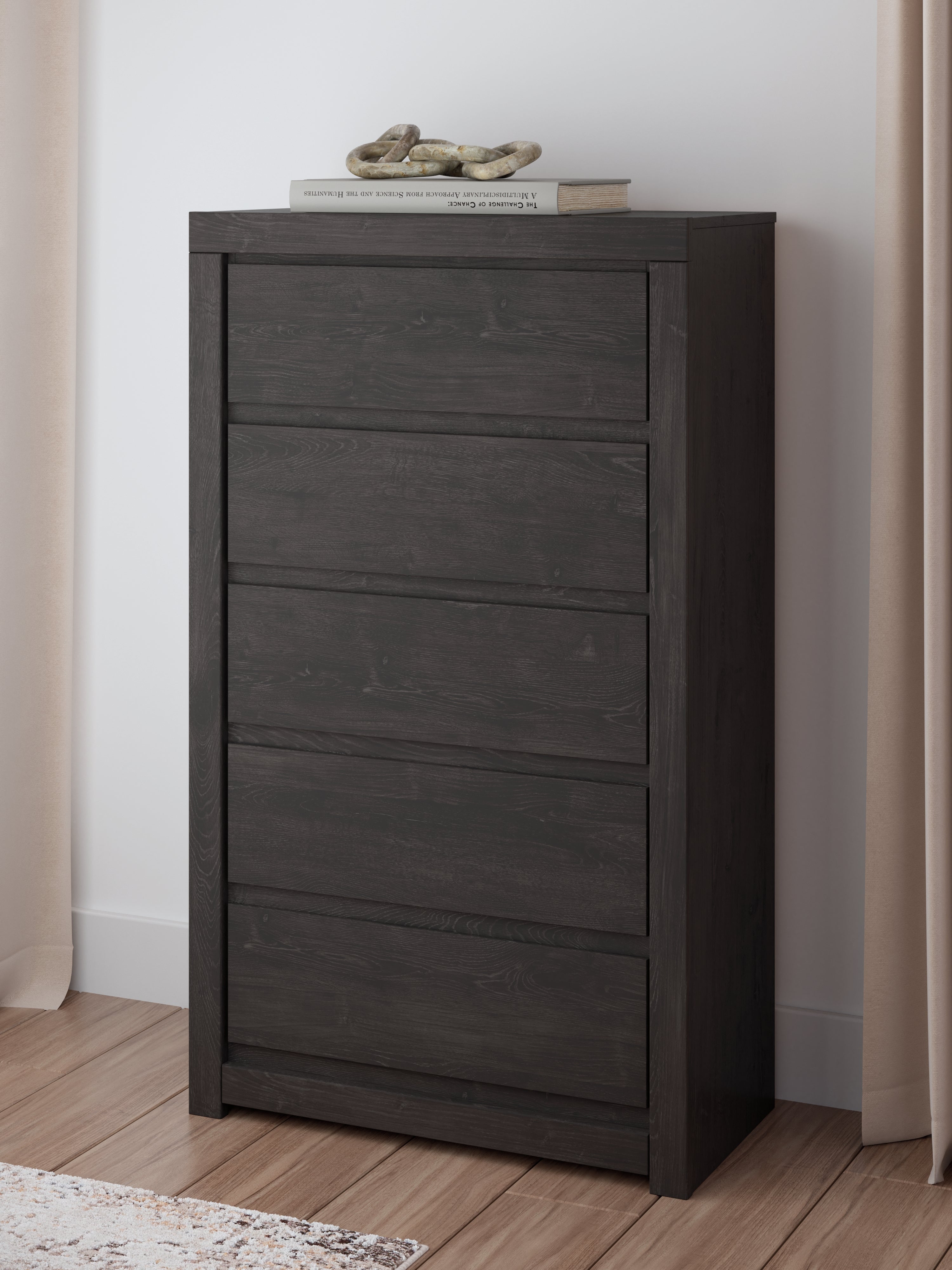 Tampa Furniture Outlet Lutz - Ashley Furniture - Fraluna Bedroom - Five Drawer Chest / Charcoal - PCB3370-46