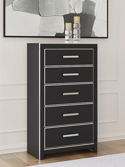 Tampa Furniture Outlet Lutz - Ashley Furniture - Zuraleus Bedroom - Five Drawer Chest / Black - PCB3380-46
