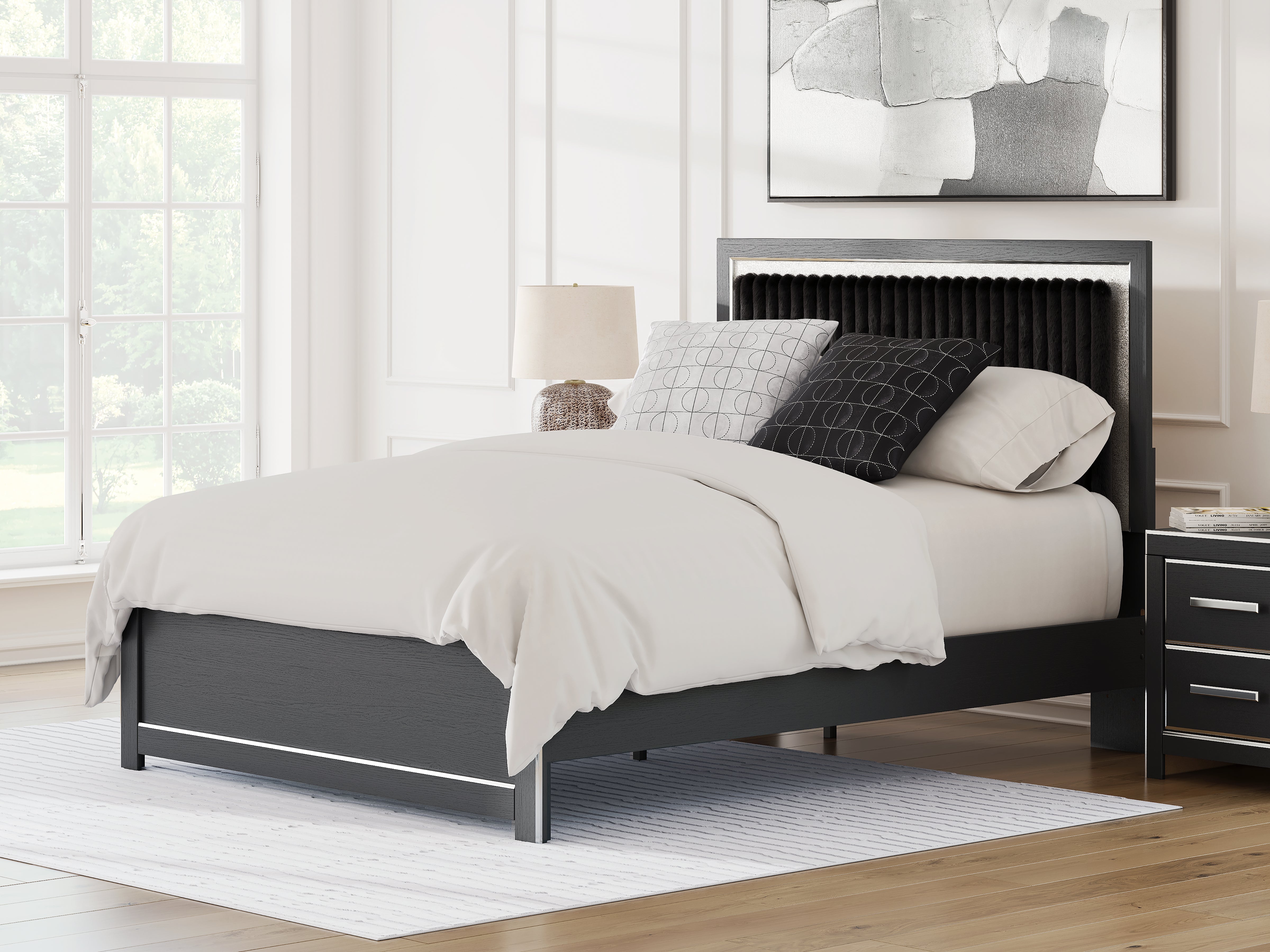 Tampa Furniture Outlet Lutz - Ashley Furniture - Zuraleus Bedroom - Queen Upholstered Platform Bed / Black - PCB3380B2