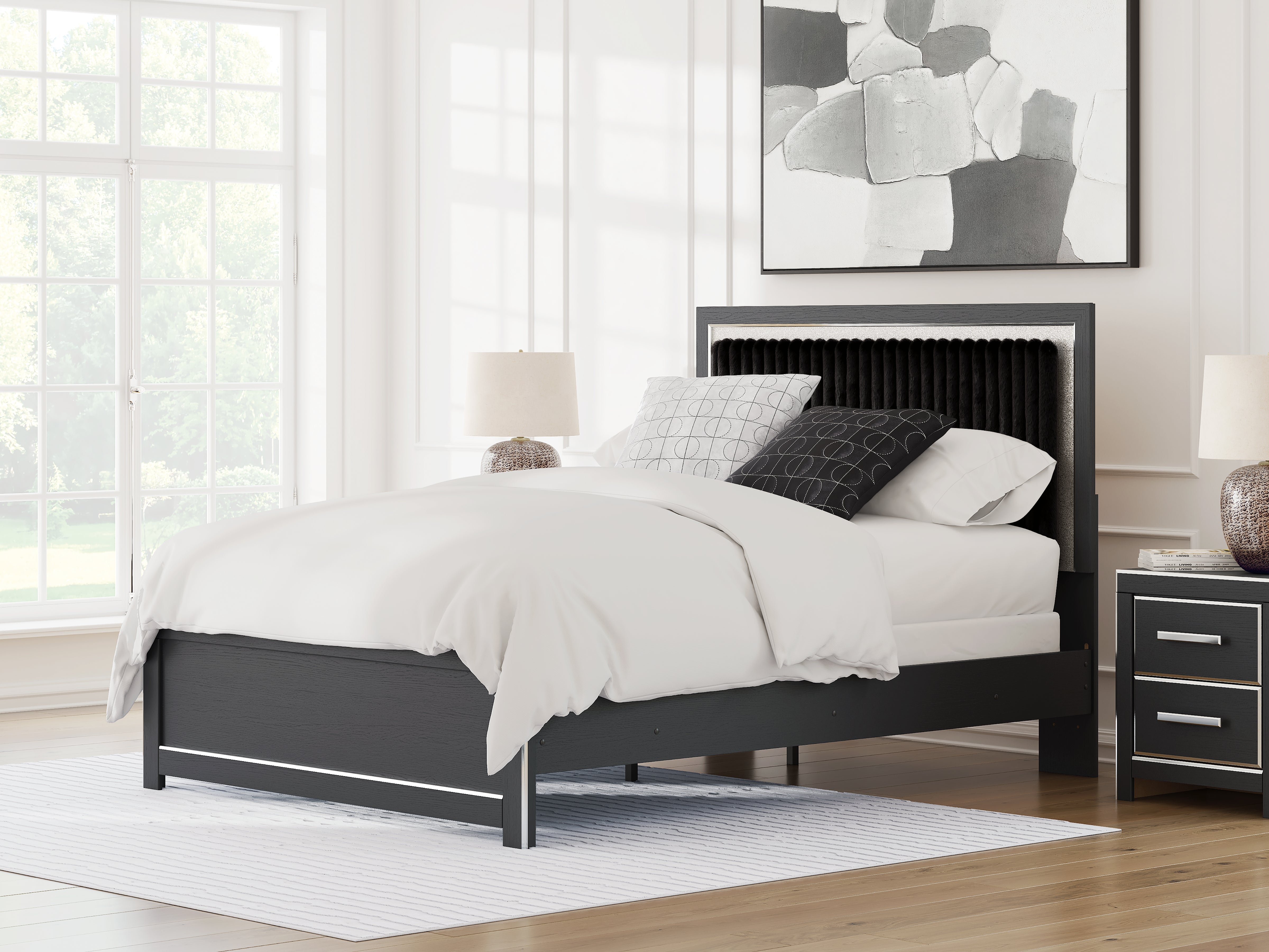 Tampa Furniture Outlet Lutz - Ashley Furniture - Zuraleus Bedroom - Queen Upholstered Panel Bed / Black - PCB3380B6