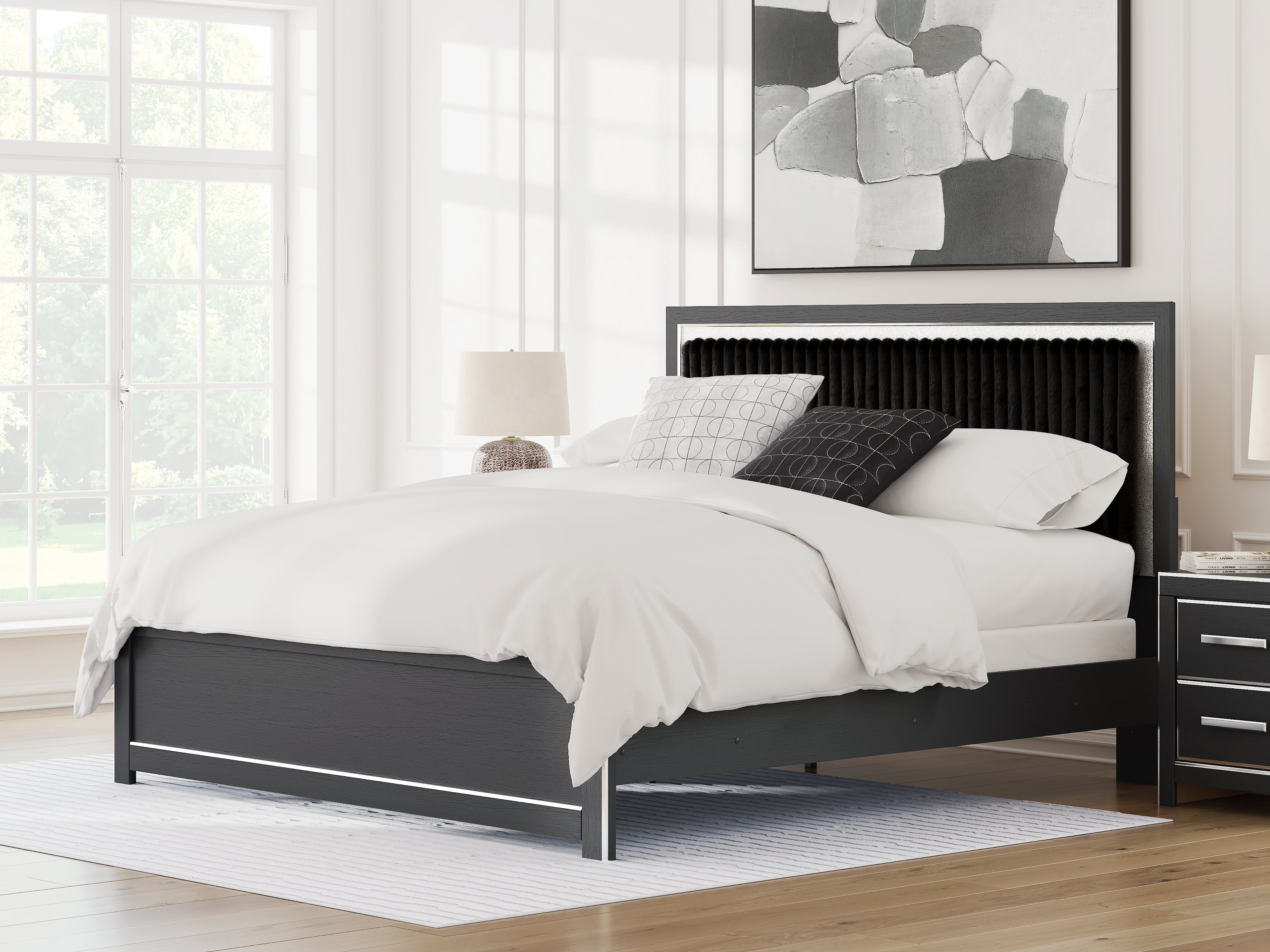 Tampa Furniture Outlet Lutz - Ashley Furniture - Zuraleus Bedroom - King Upholstered Panel Bed / Black - PCB3380B12