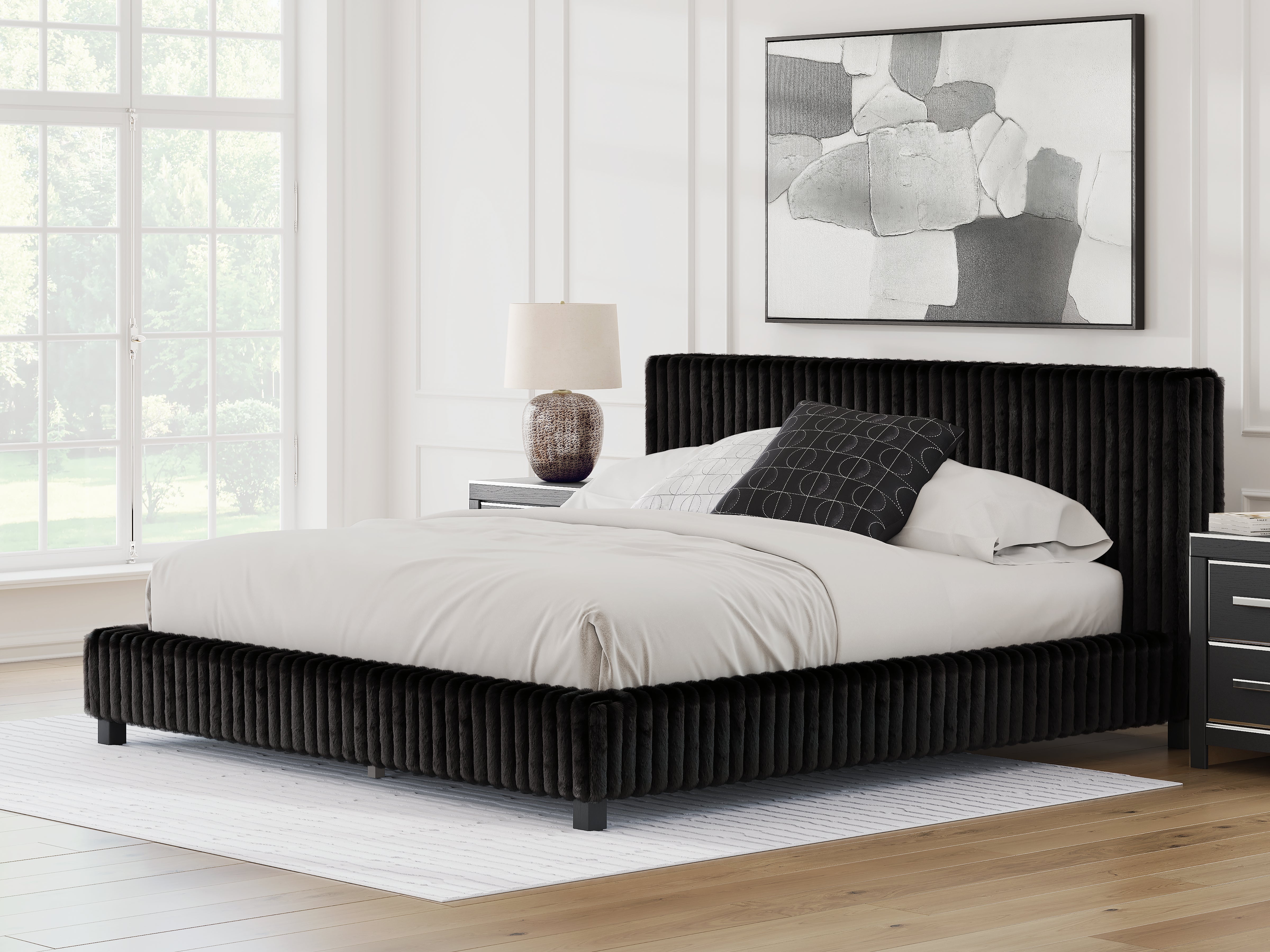 Tampa Furniture Outlet Lutz - Ashley Furniture - Zuraleus Bedroom - King Upholstered Bed / Black - PCB3380B13