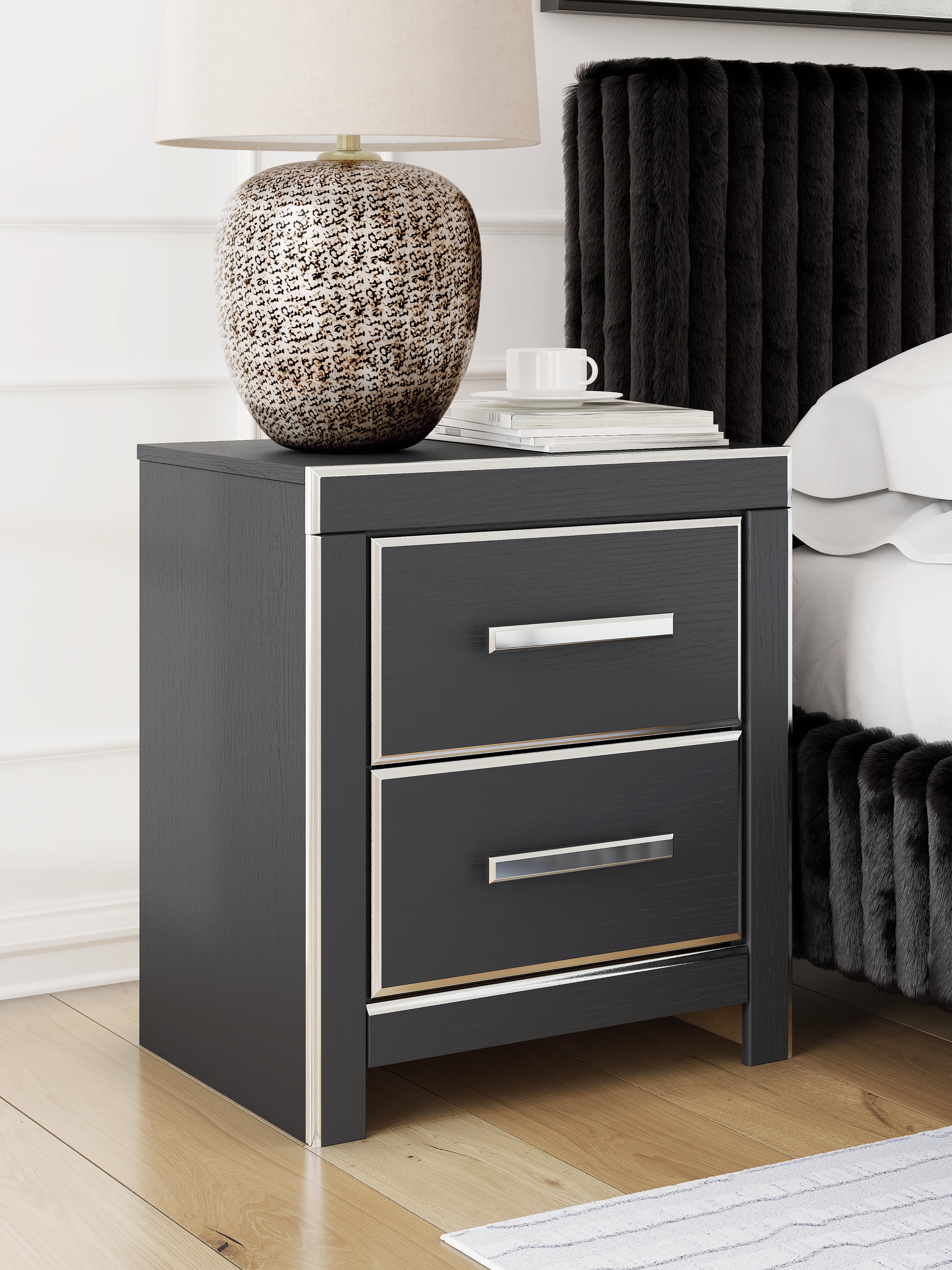 Tampa Furniture Outlet Lutz - Ashley Furniture - Zuraleus Bedroom - Two Drawer Night Stand / Black - PCB3380-92
