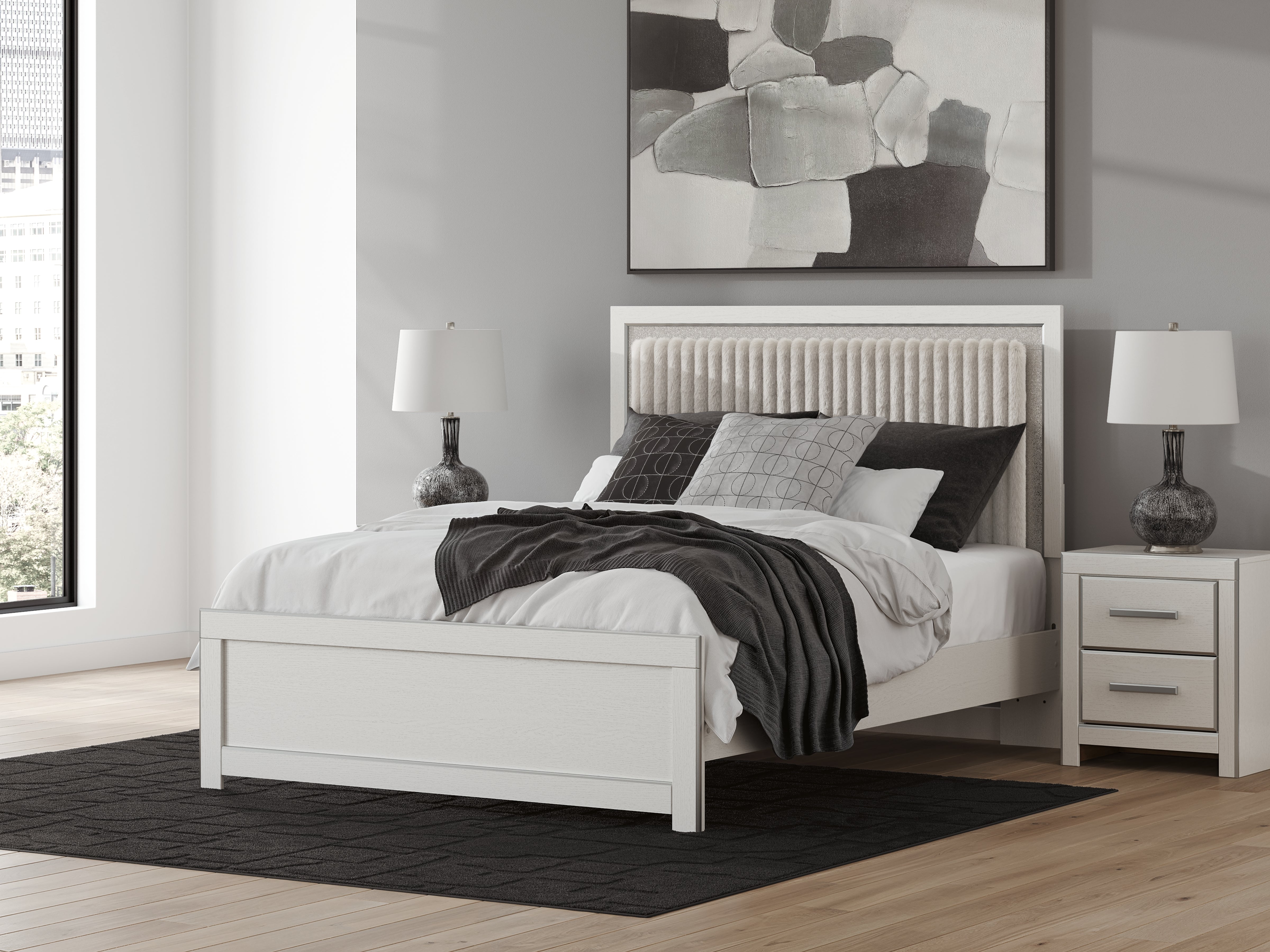 Tampa Furniture Outlet Lutz - Ashley Furniture - Zuraleus Bedroom - Queen Upholstered Panel Bed / White - PCB3381B2