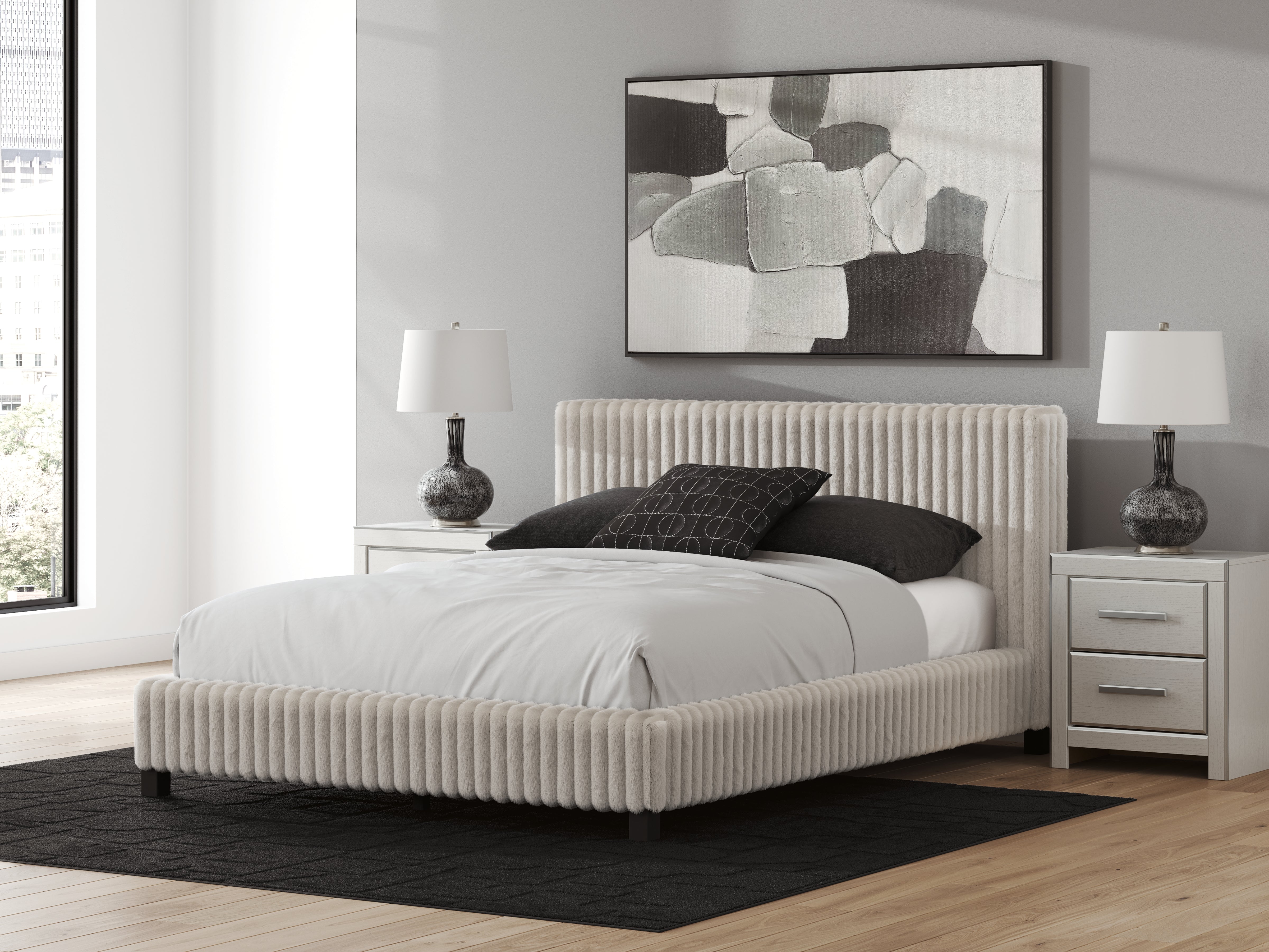 Tampa Furniture Outlet Lutz - Ashley Furniture - Zuraleus Bedroom - Queen Upholstered Bed / White - PCB3381B11