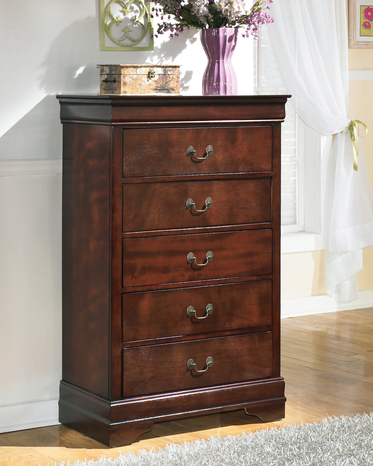 Tampa Furniture Outlet Lutz - Ashley Furniture - Alisdair Bedroom - Chest / Reddish Brown - B376-46