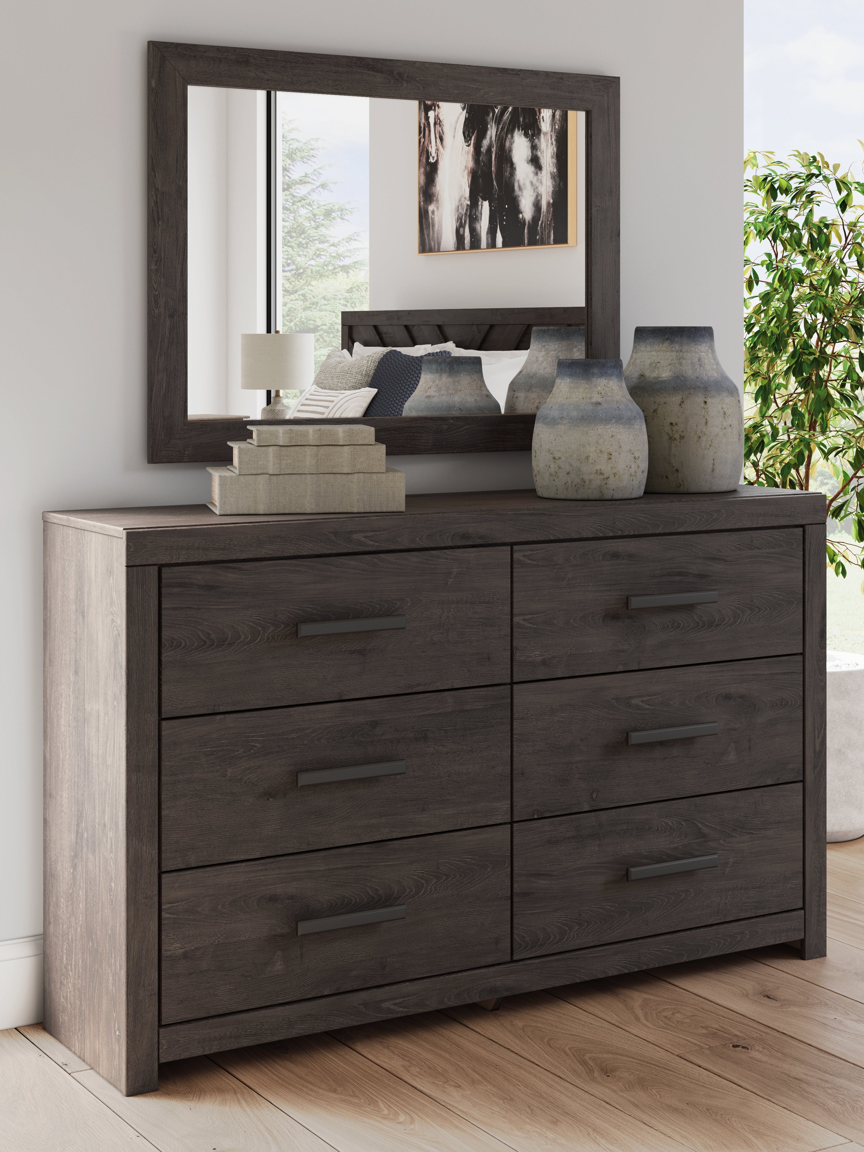 Tampa Furniture Outlet Lutz - Ashley Furniture - Prendonea Bedroom - Dresser and Mirror / Charcoal - B3789B1