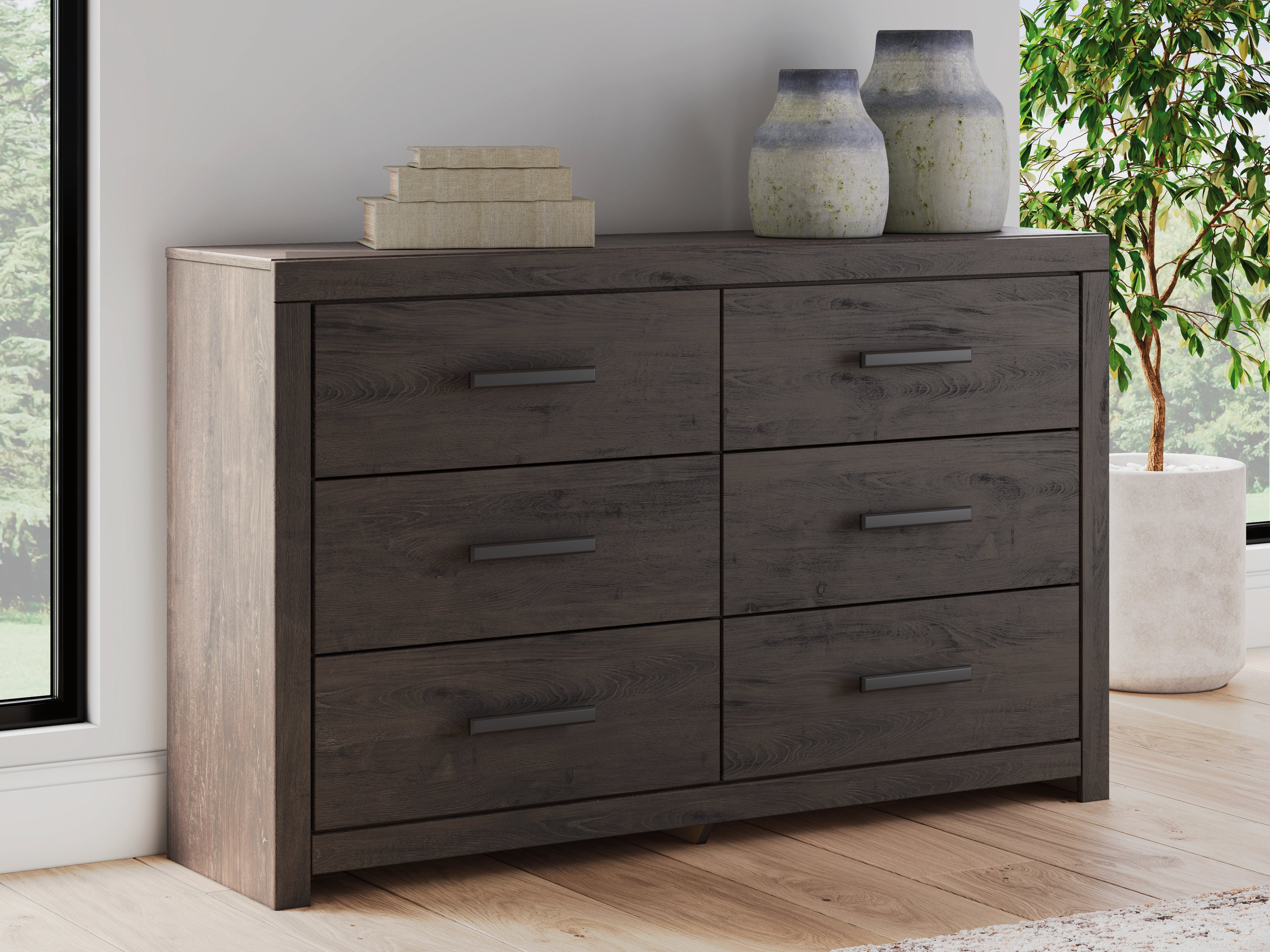Tampa Furniture Outlet Lutz - Ashley Furniture - Prendonea Bedroom - Six Drawer Dresser / Charcoal - B3789-31