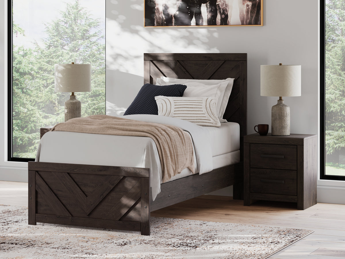 Tampa Furniture Outlet Lutz - Ashley Furniture - Prendonea Bedroom - Twin Panel Bed / Charcoal - B3789B2